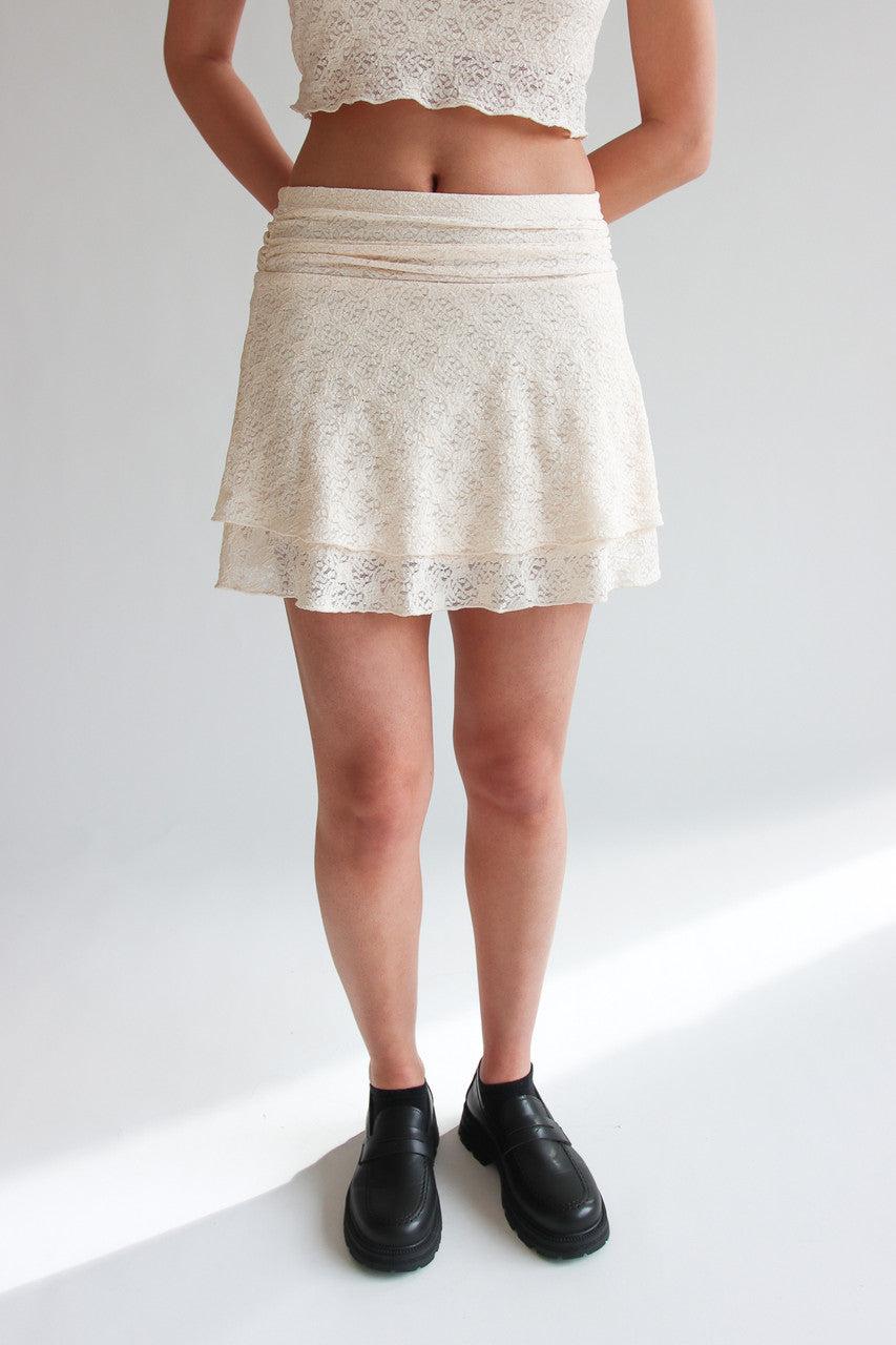 Lace Tier Mini Skirt Product Image