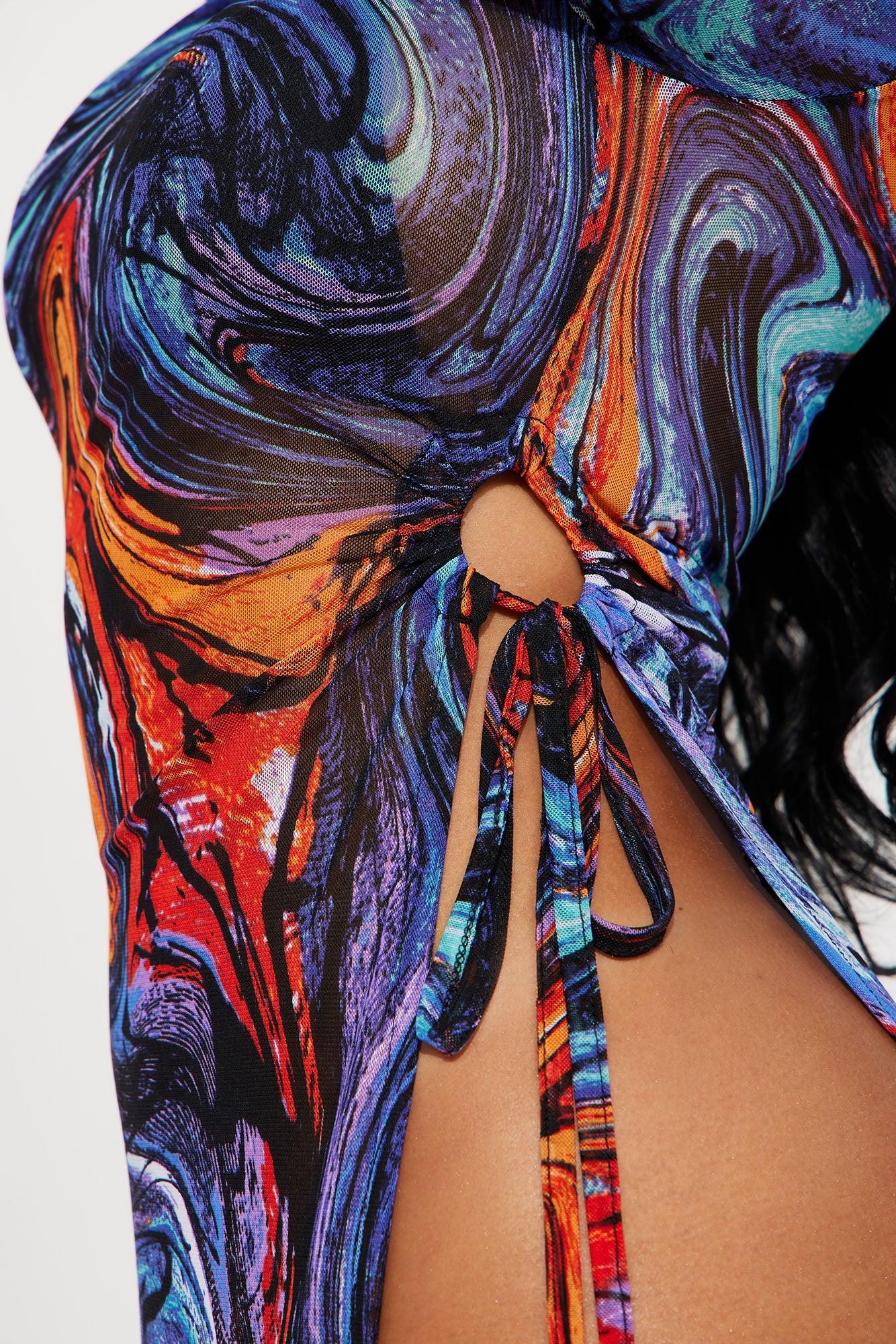 Lost In The Summer Heat Cover Up Dress - Blue/combo Product Image