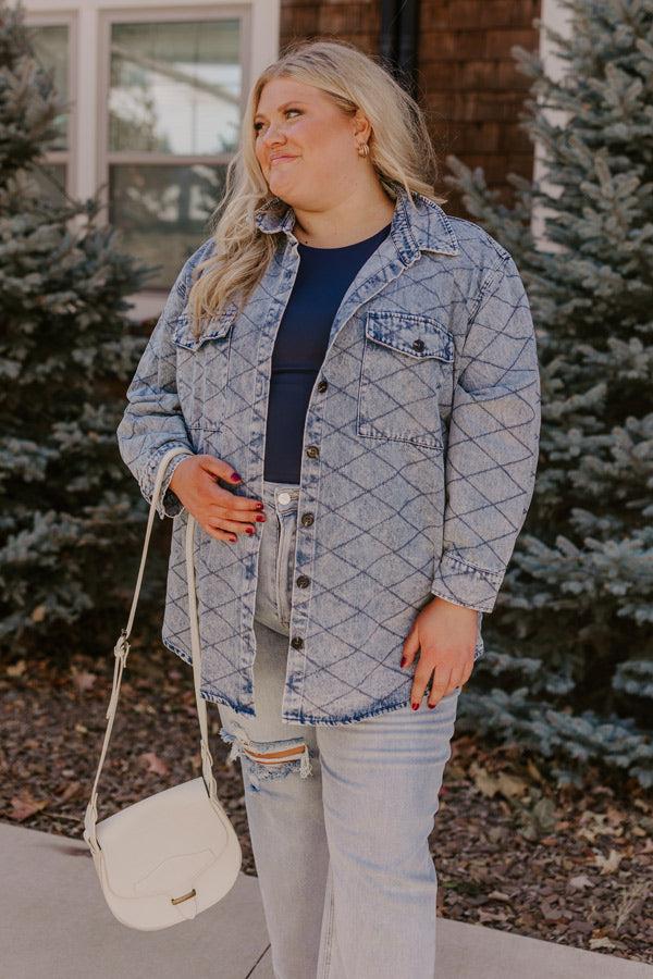 Stop Time Light Weight Denim Jacket in Light Wash Curves Product Image