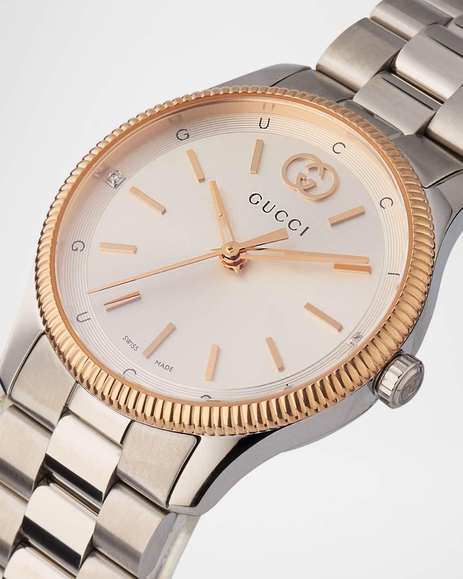 29mm G Timeless Bracelet Watch with Diamonds, Pink Gold and Steel Product Image