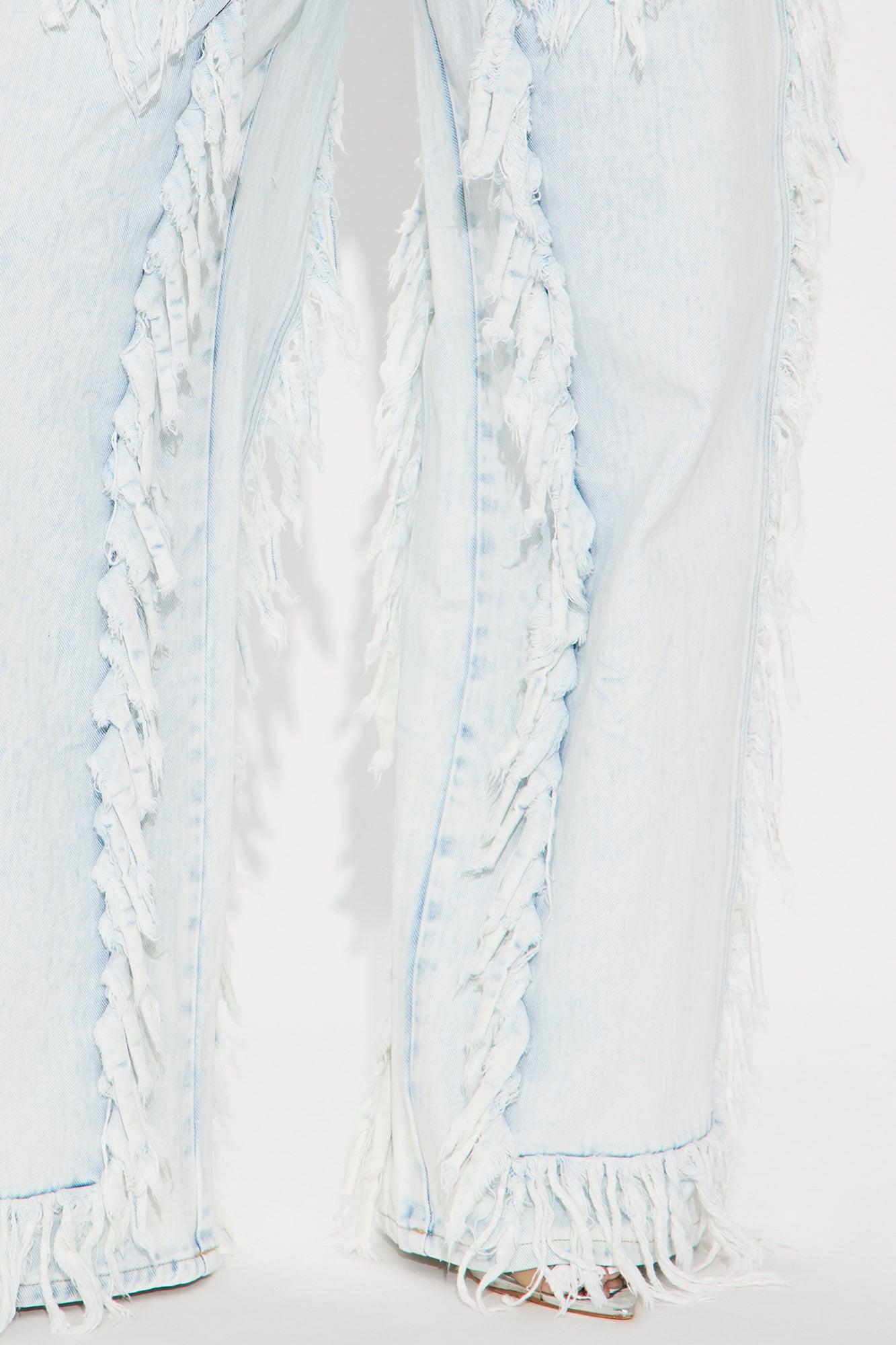 On The Fringe Non Stretch Wide Leg Jeans - Medium Wash Female Product Image