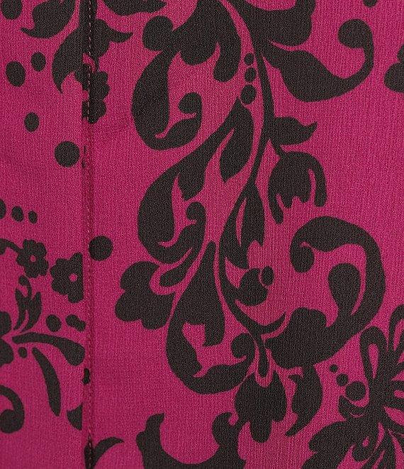 Investments Plus Size Stamped Floral Dolman Long Sleeve Button Front Point Collar Blouse Product Image