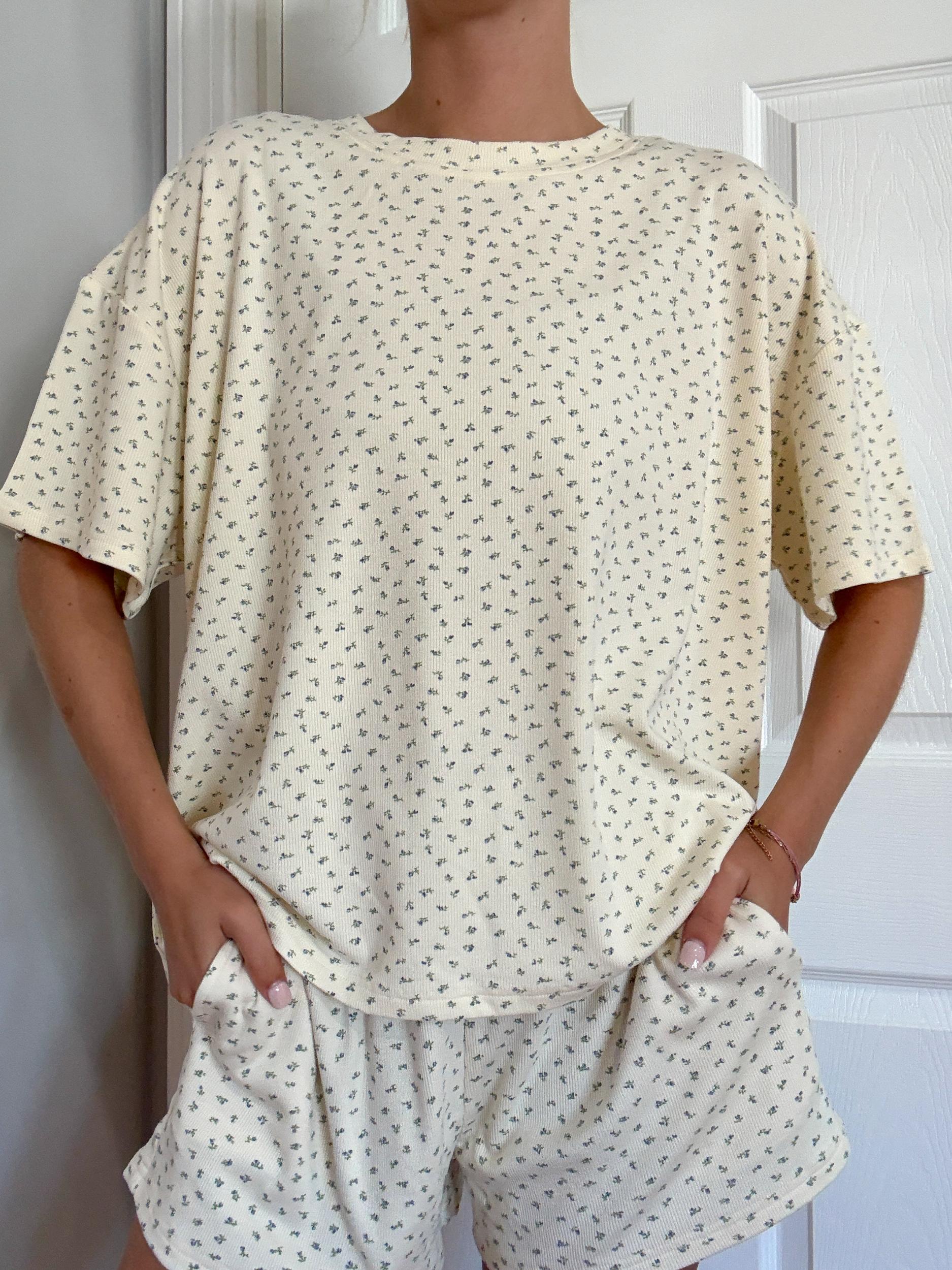 Pale Floral Pajama Shorts Product Image