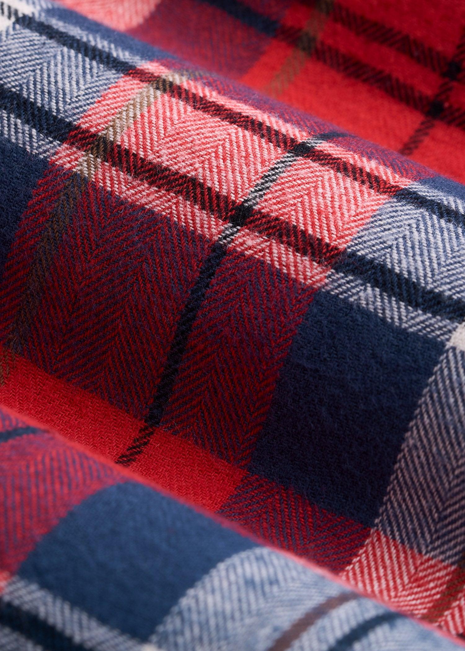 Flannel Button-Up Shirt for Tall Women in Rich Red Plaid Product Image