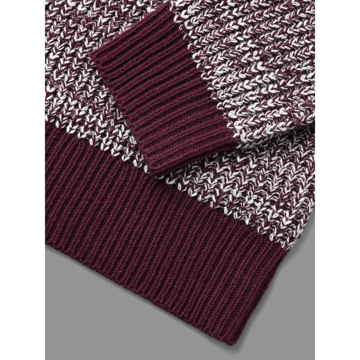 Plus Size Round Neck Heather Patchwork Pullover Deeppurple Women Casual Loose Long Sleeve Round Neck Everyday Pullovers BloomChic 28/5X Product Image