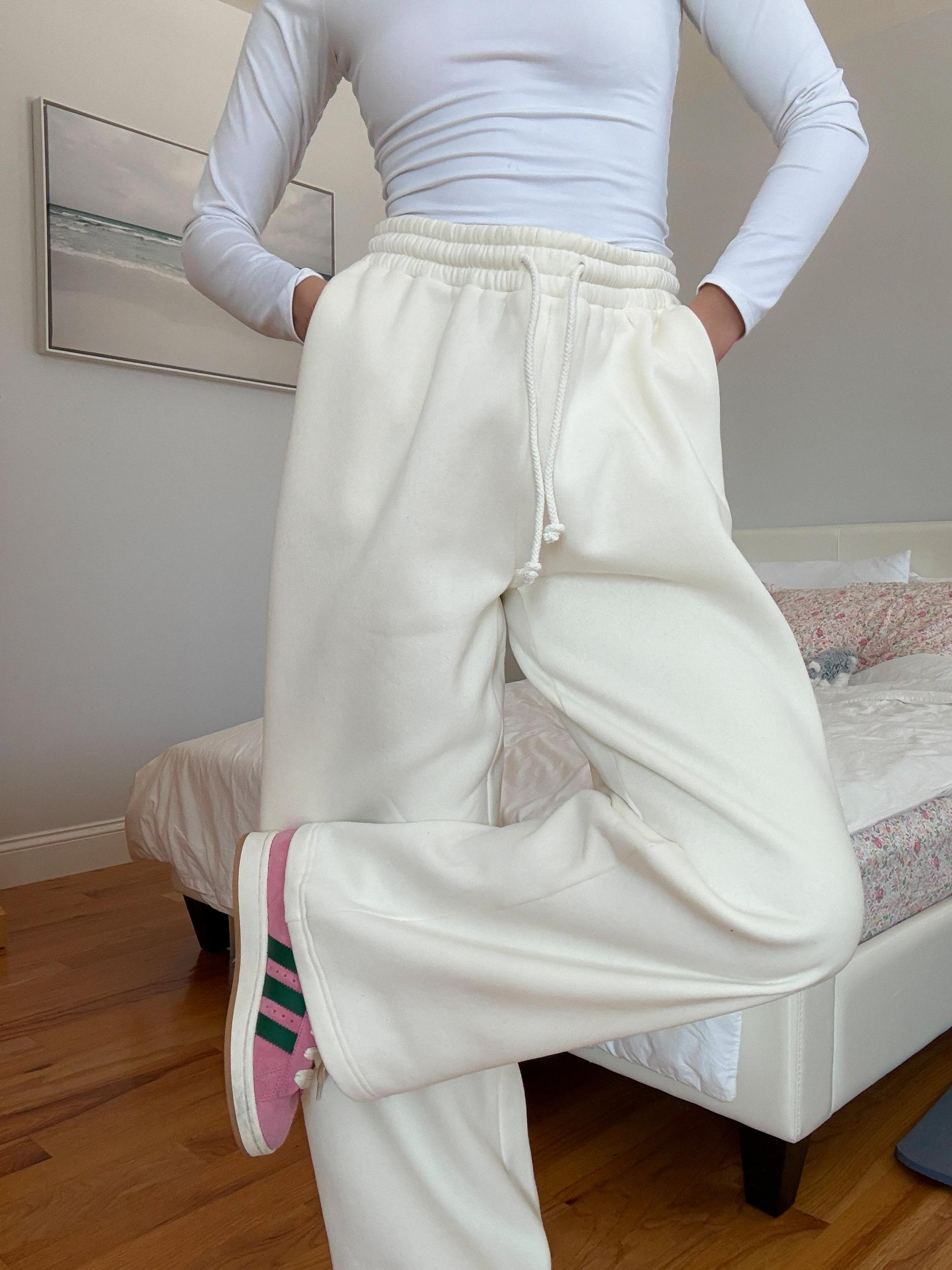 Ivory Basic  Blank Flare Sweatpants Product Image