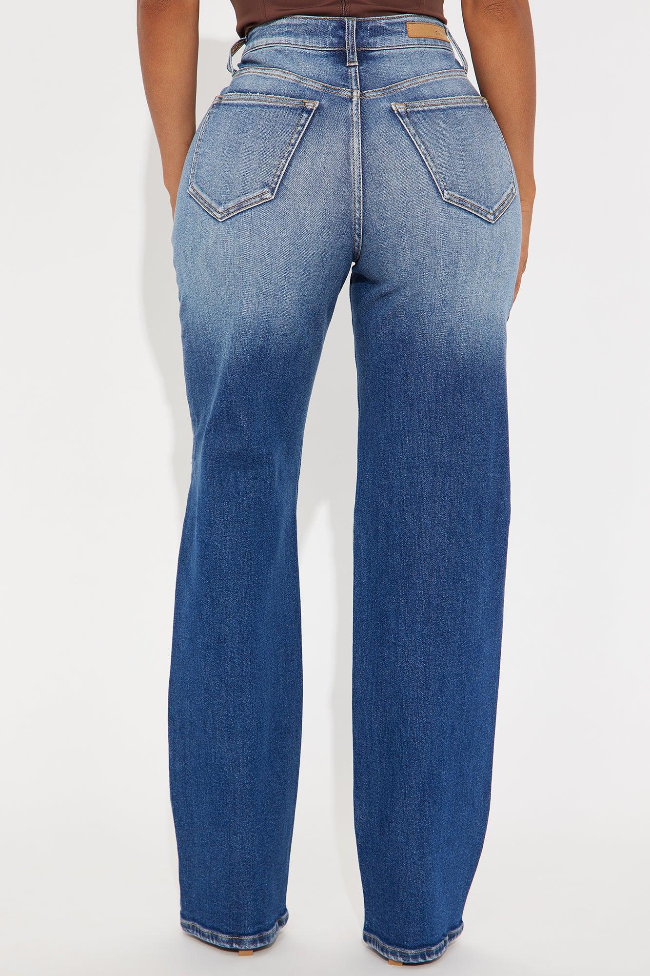 Simply Iconic Crossover Straight Leg Jeans - Dark Wash Product Image