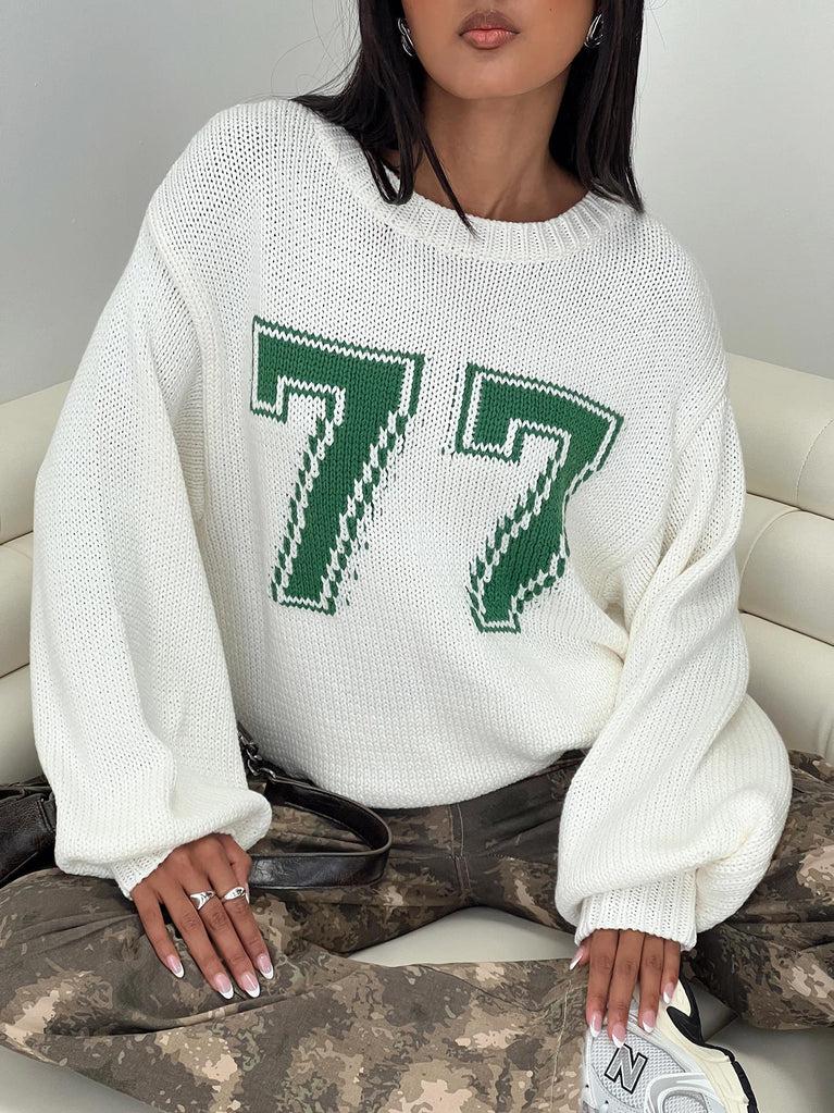 Summer 77 Knit Sweater White / Green Product Image