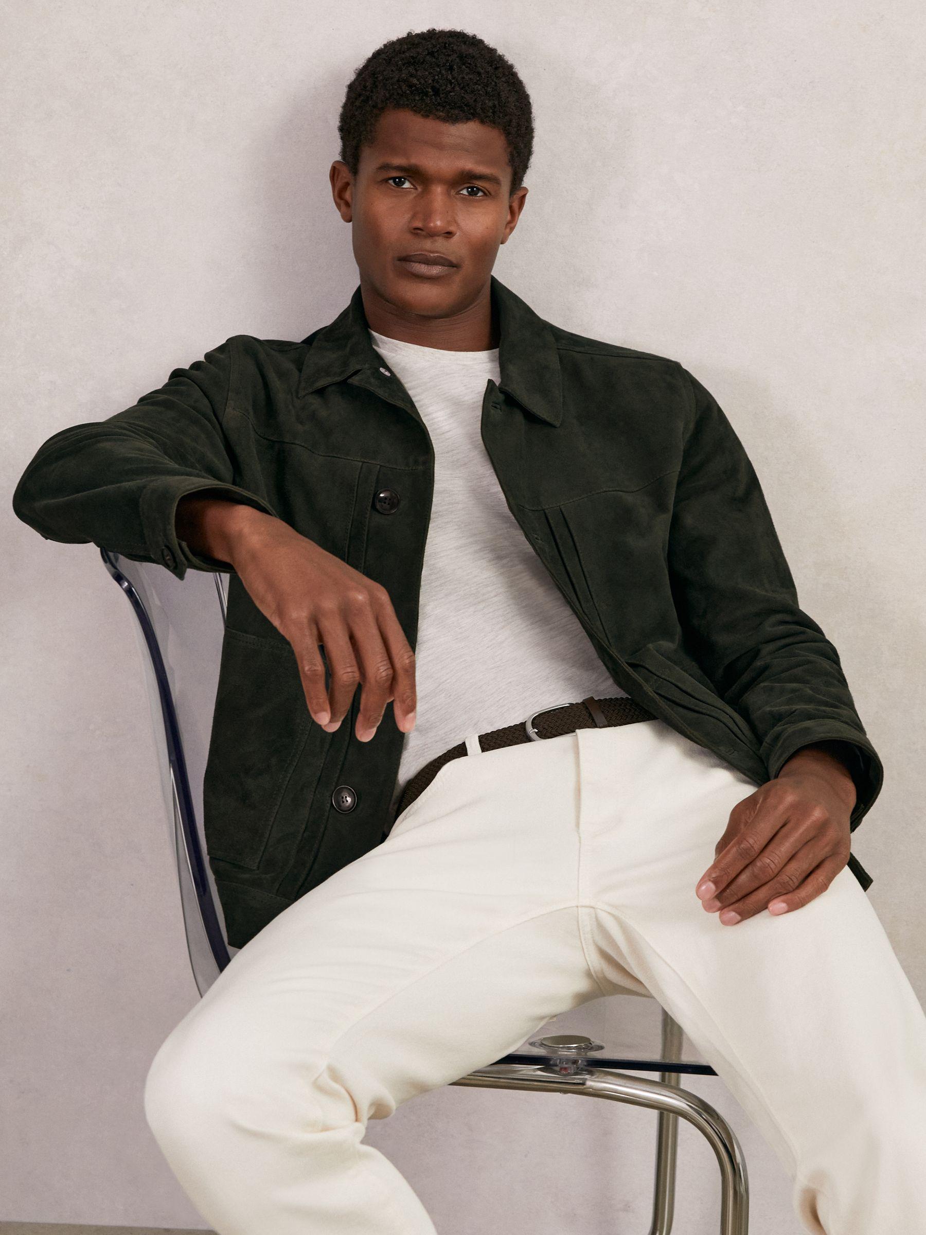 Suede Worker Jacket in Dark Green Product Image