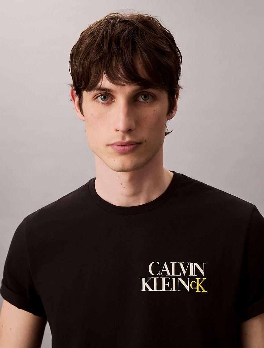 Calvin Klein Mens Stacked CK Logo Easy Tee - Grey Product Image