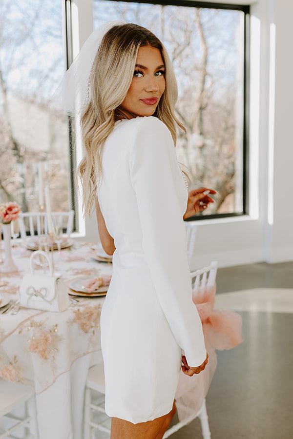 Shimmering Twilight Embellished Mini Dress in White Product Image