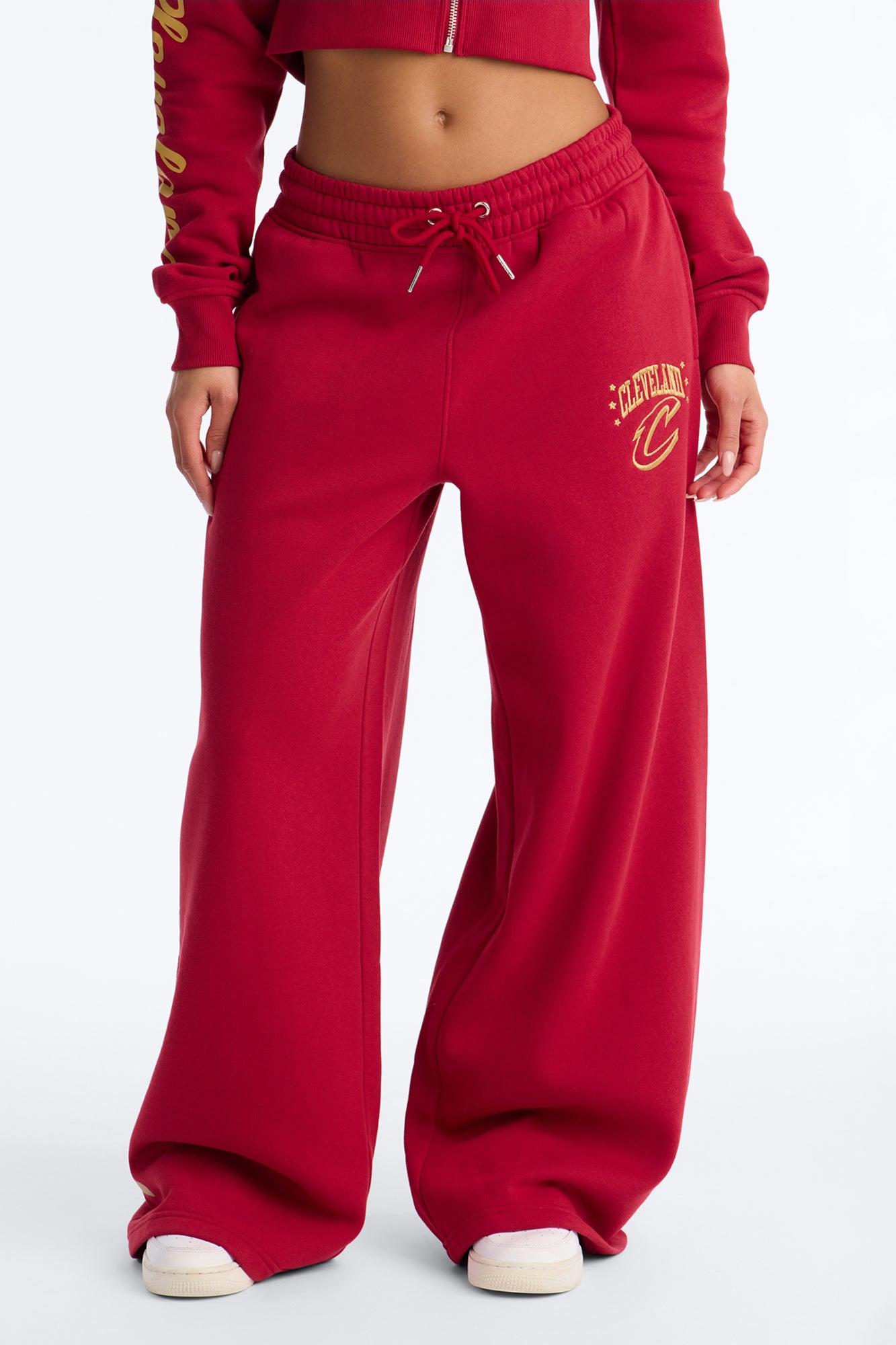 NBA Cleveland Cavaliers Fleece Wide Leg Pants - Wine Female Product Image