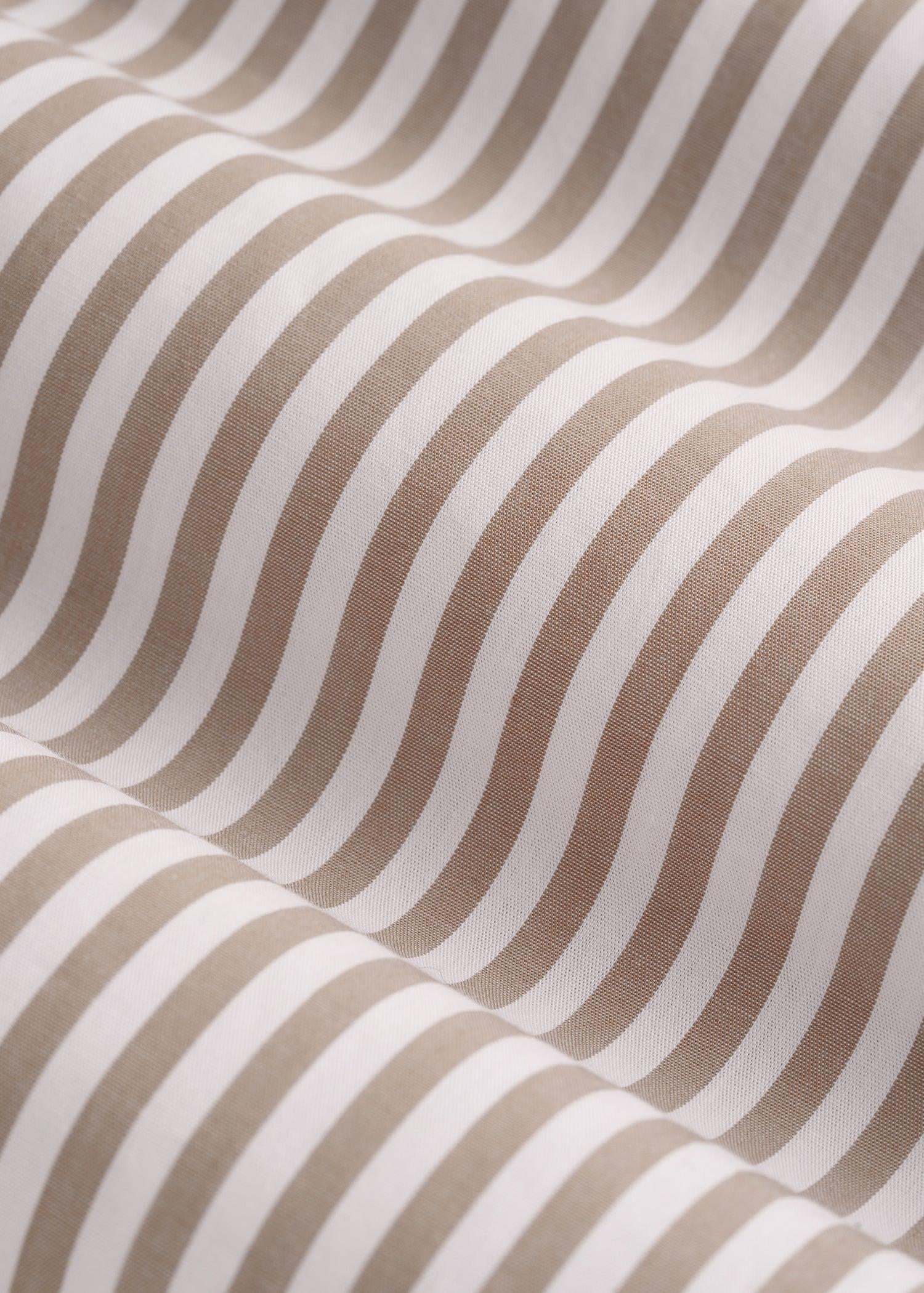 Relaxed Poplin Button-Up Shirt for Tall Women in Brown and White Stripe Female Product Image