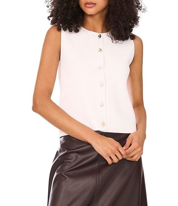 Vince Camuto Round Neck Sleeveless Sweater Vest Product Image