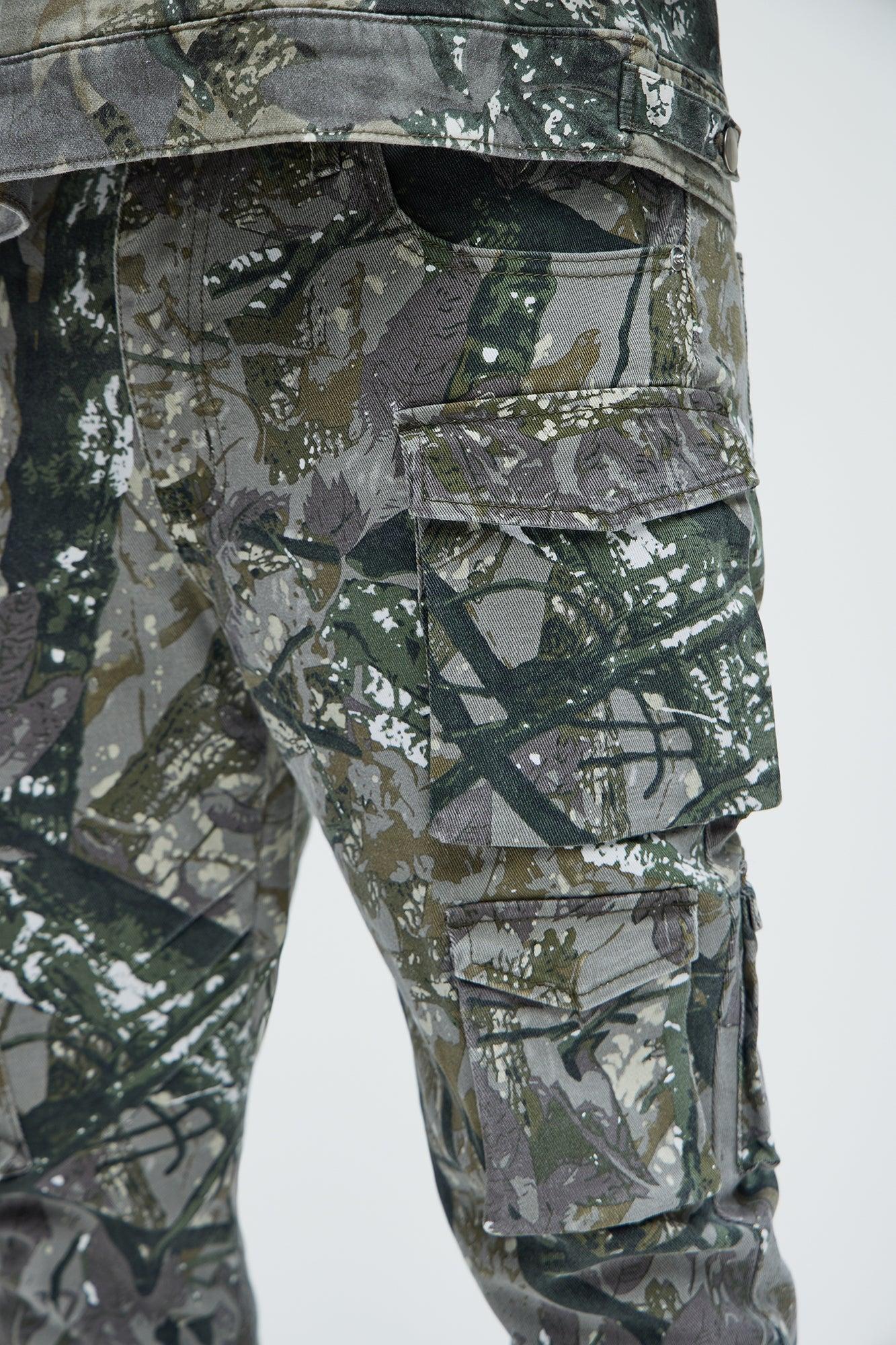 On Repeat Skinny Flare Cargo Pants - Green/combo Product Image