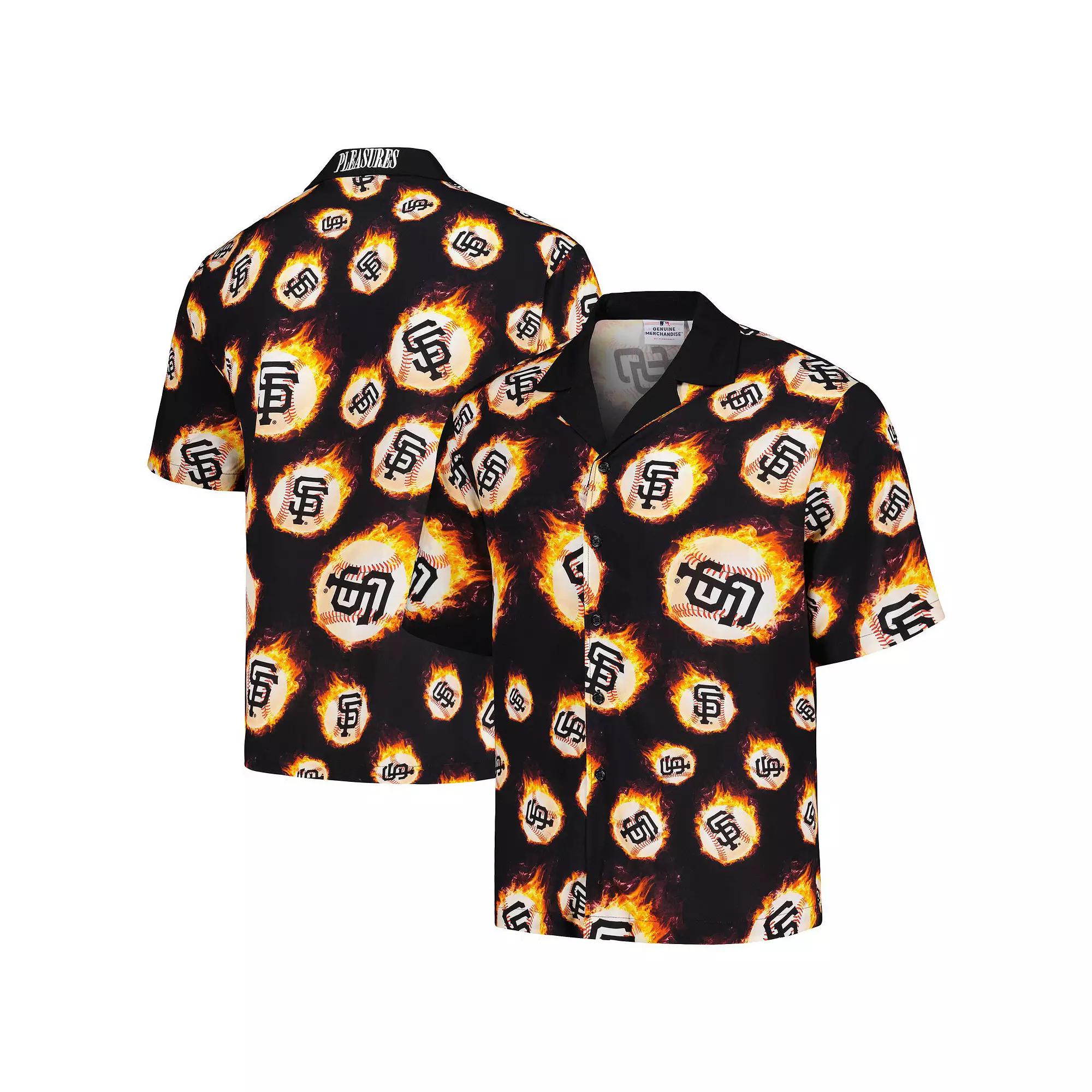 Men's Black San Francisco Giants Flame Fireball Button-Up Shirt, Size: Large Product Image