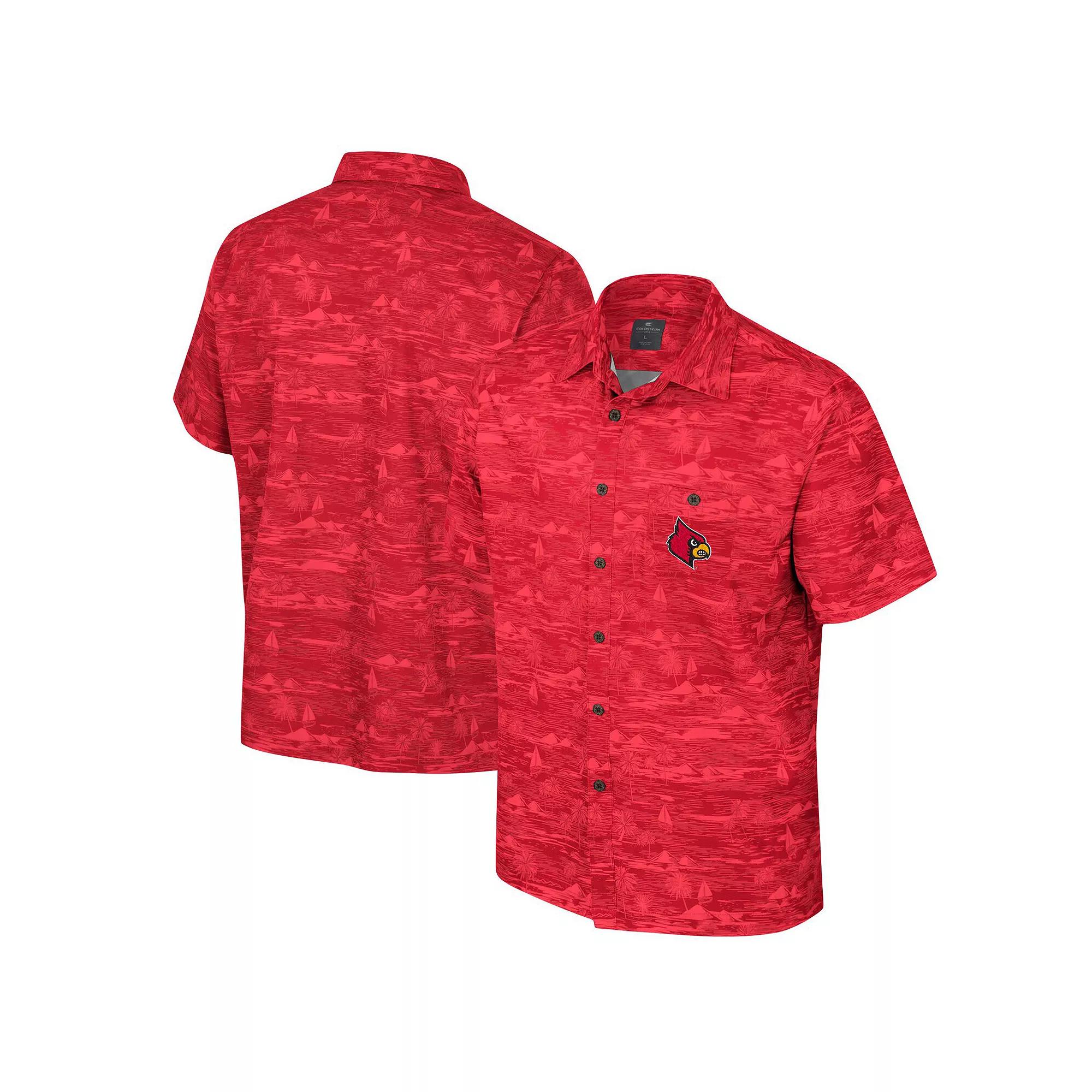 Men's Colosseum Red Louisville Cardinals Ozark Button-Up Shirt,  Product Image