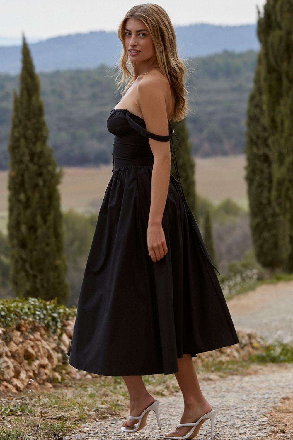 Tatiana  black midi sundress - sale Product Image