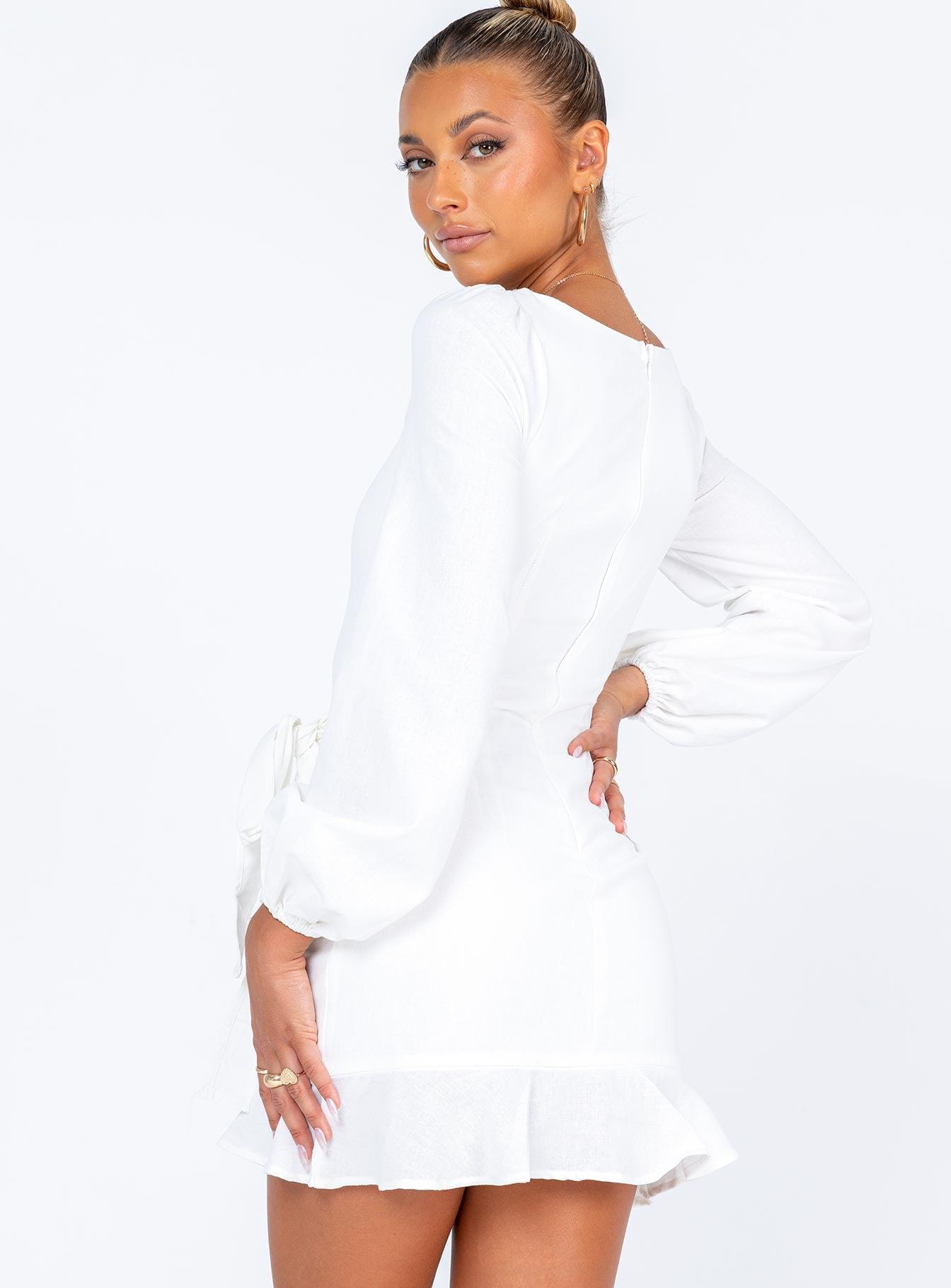 The Villa Long Sleeve Mini Dress White Product Image