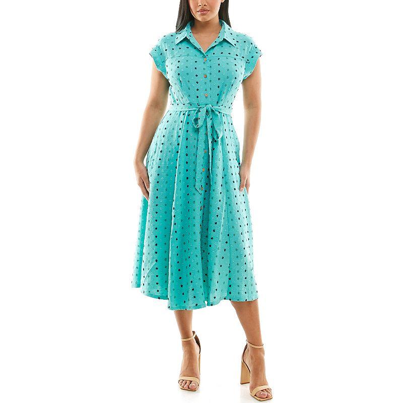 Women's Nina Leonard Collared Button Front Shirt Dress,  Product Image