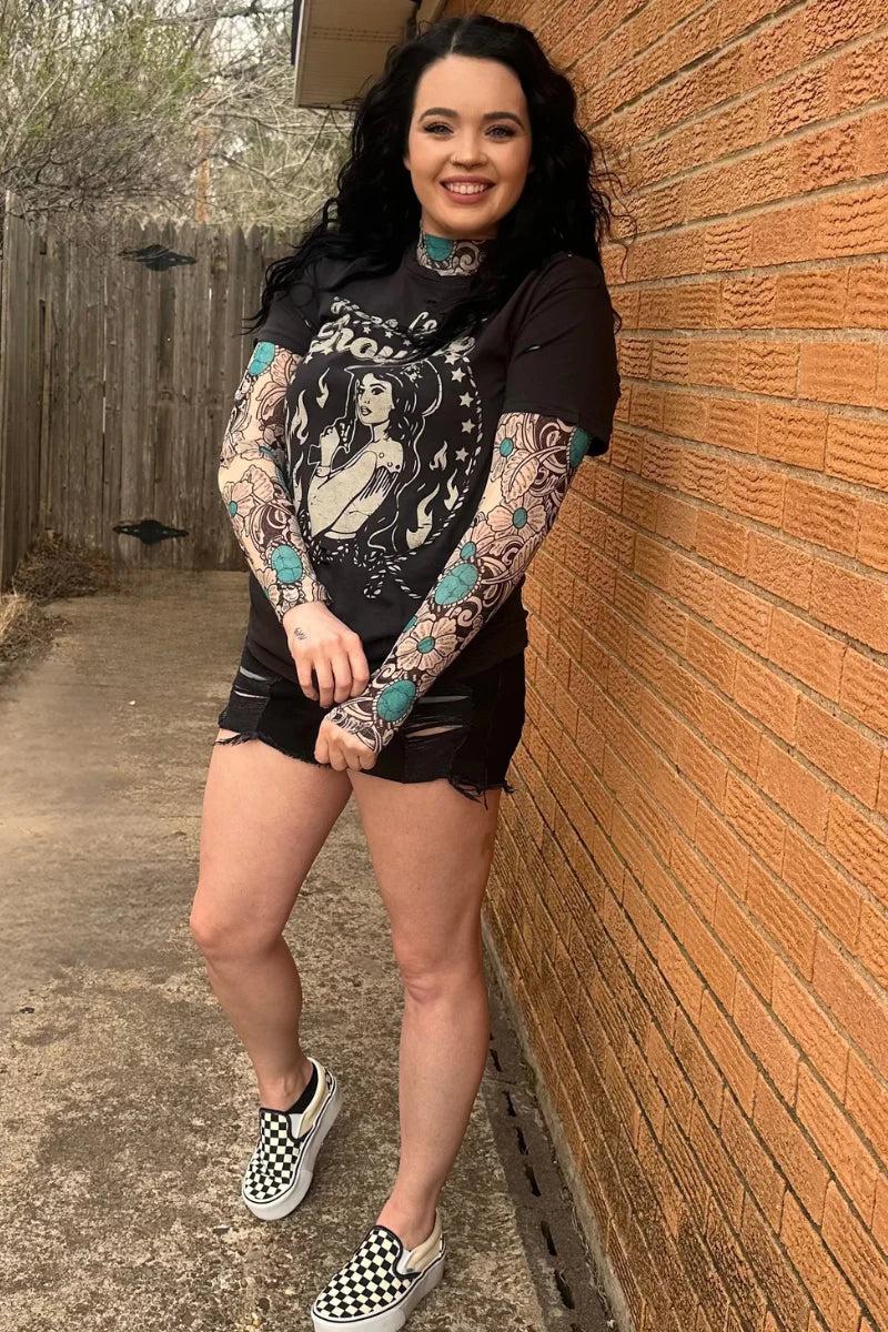 Sterling Kreek Tattoos On This Town Mesh Top Product Image