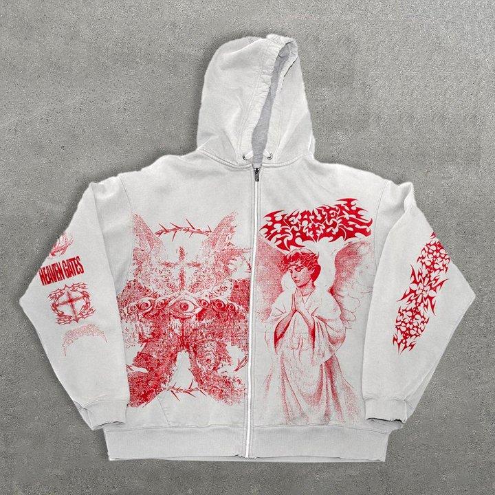 Heaven Gates Angelic Graphic Print Zip Up Hoodie Product Image