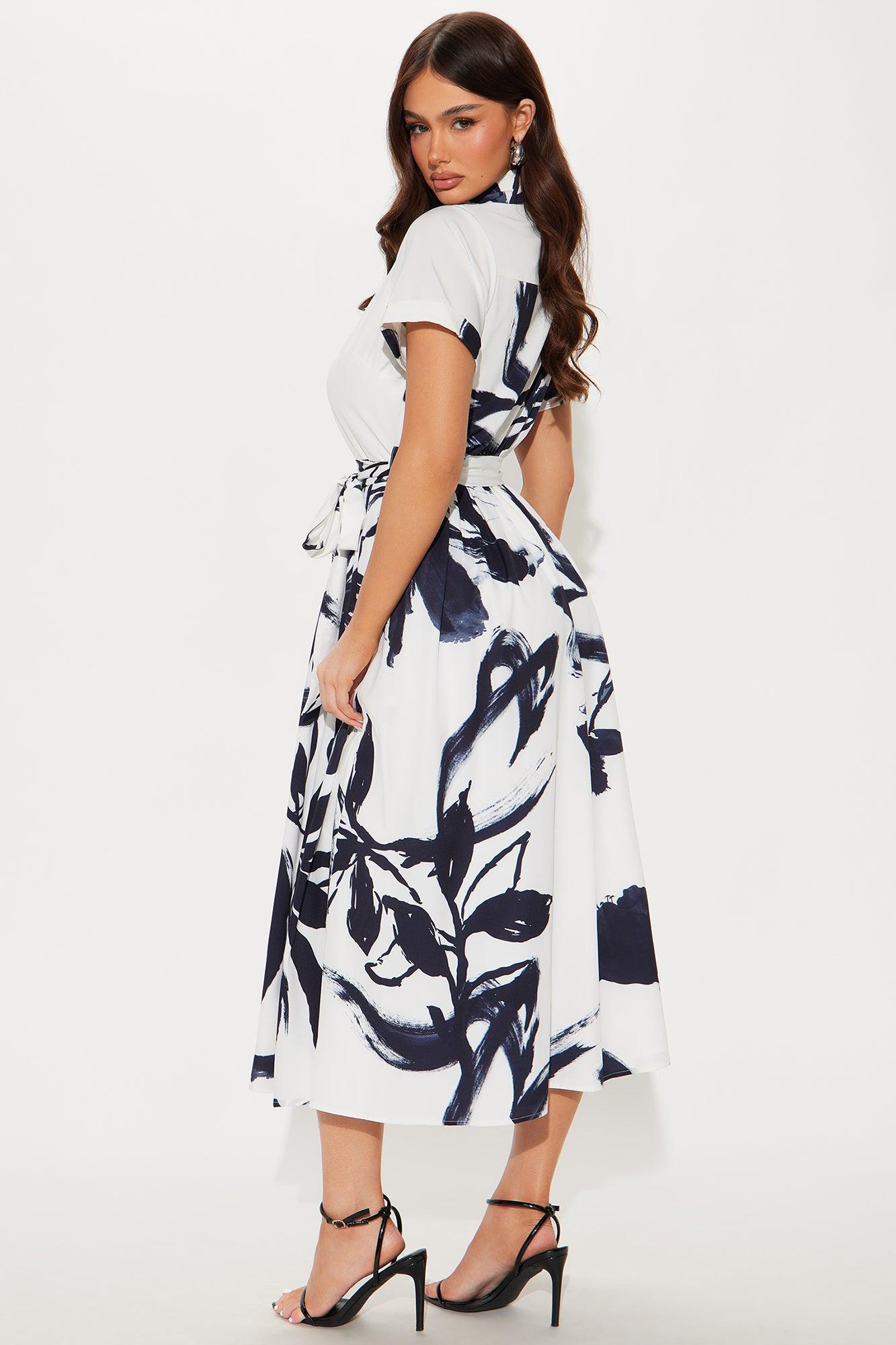 Mel Maxi Shirt Dress - White/Black Product Image