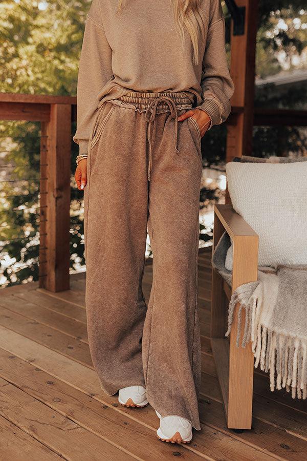 Cozy Daydream High Waist Vintage Wash Pants in Mocha Product Image