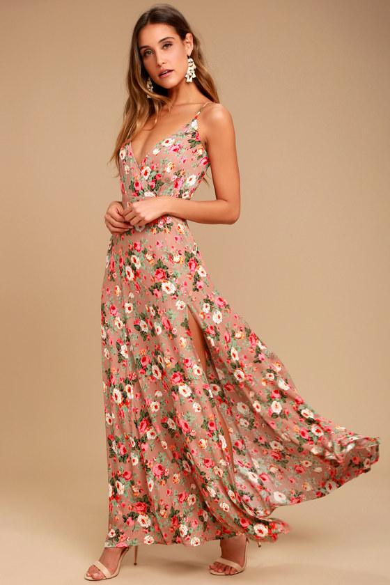 Everlasting Bliss Blush Floral Print Maxi Dress Product Image