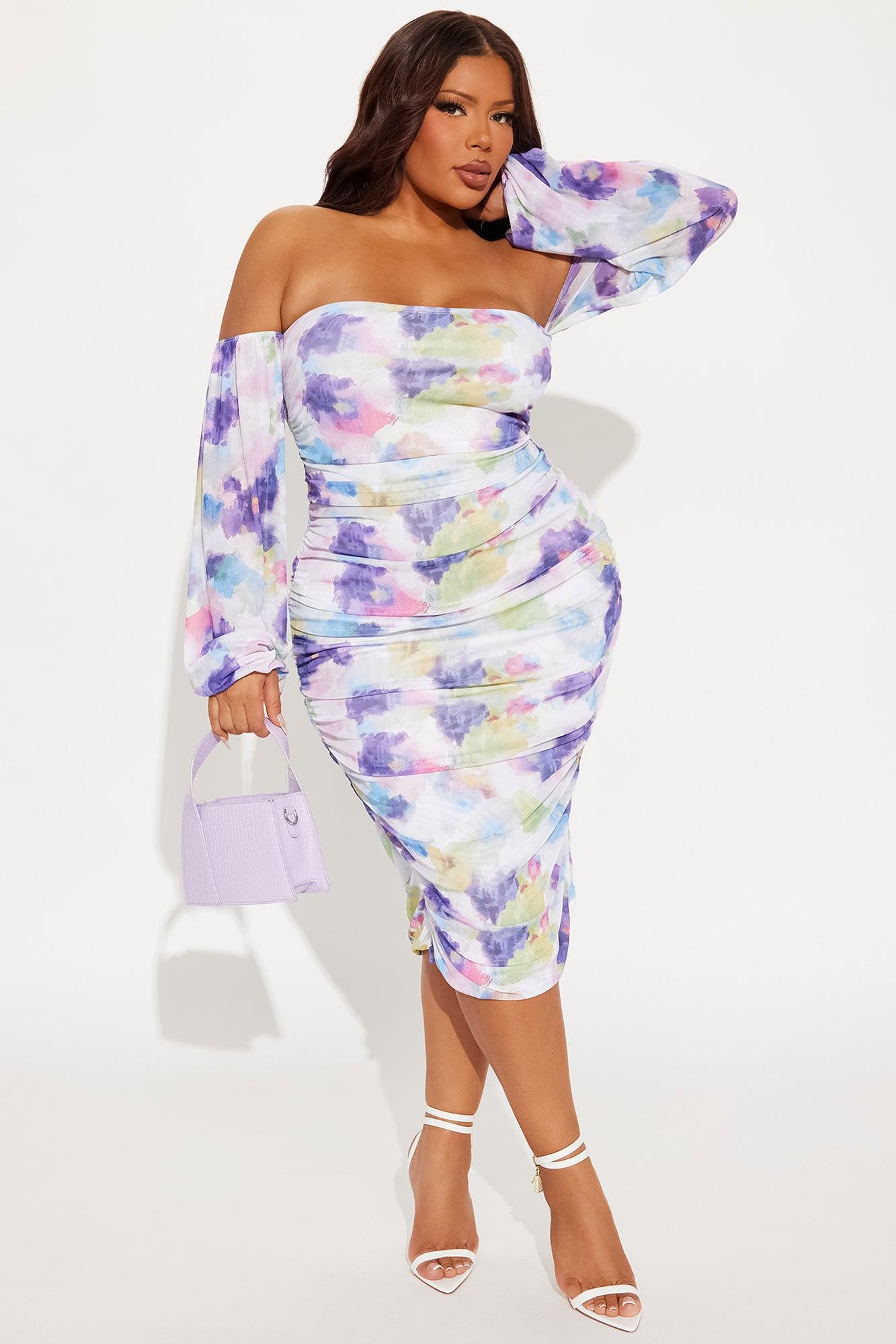 Gorgeous Garden Floral Mesh Midi Dress - Multi Color Product Image