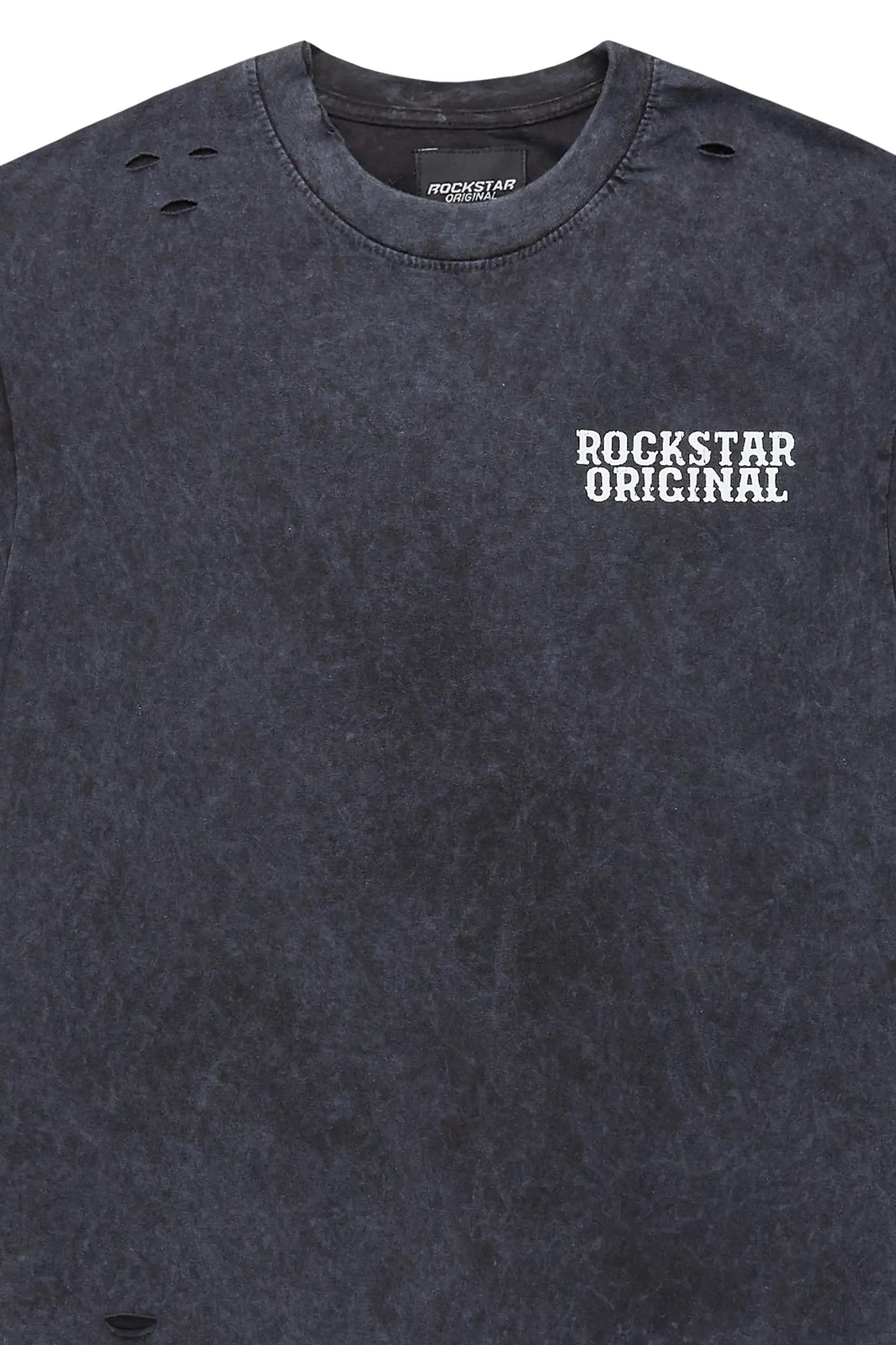 Posse Vintage Black Distressed Oversized T-Shirt Male Product Image