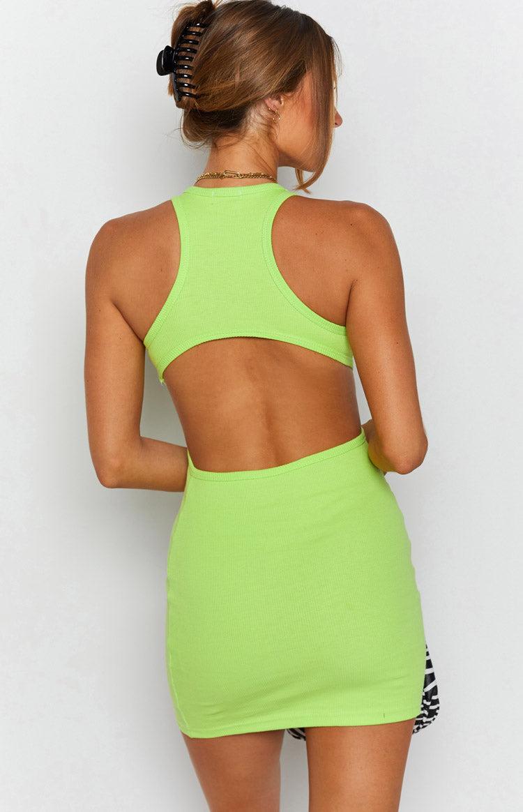 California Cut Out Mini Dress Lime Product Image