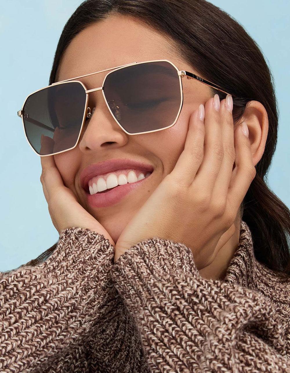 DIFF EYEWEAR Berkely Polarized Sunglasses - GOLD Product Image