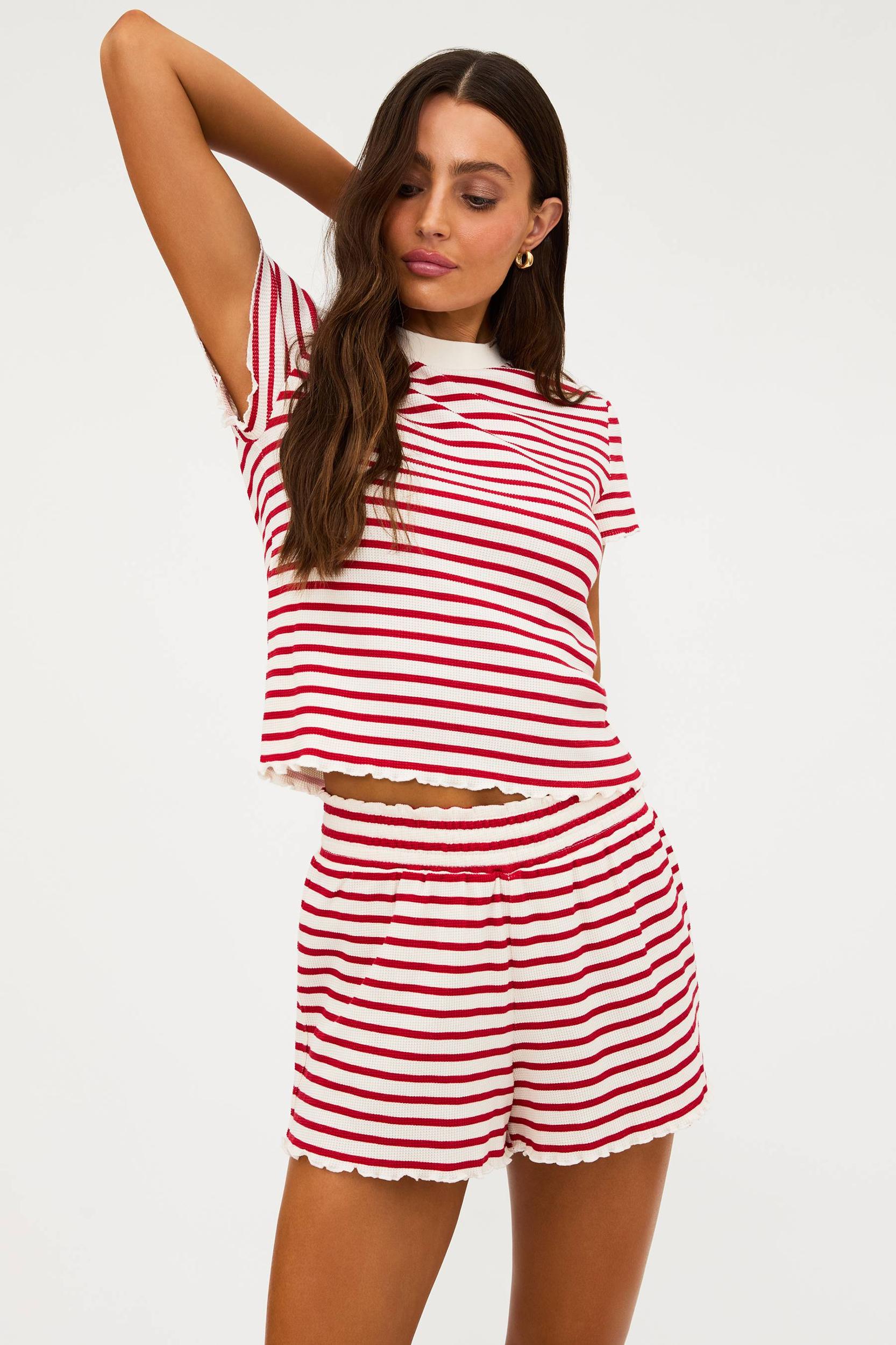 Bay Sleep Set Red Stripes Waffle Product Image