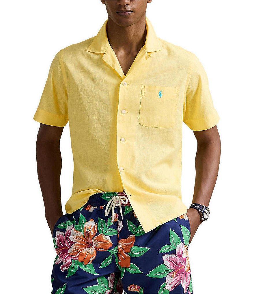 Polo Ralph Lauren Classic Fit Linen-Blend Short Sleeve Woven Camp Shirt Product Image