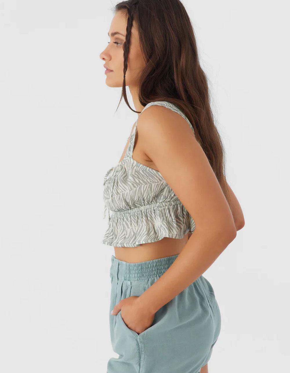 O'NEILL Gabbie Zebra Texture Womens Crop Top - WHITE COMBO Product Image