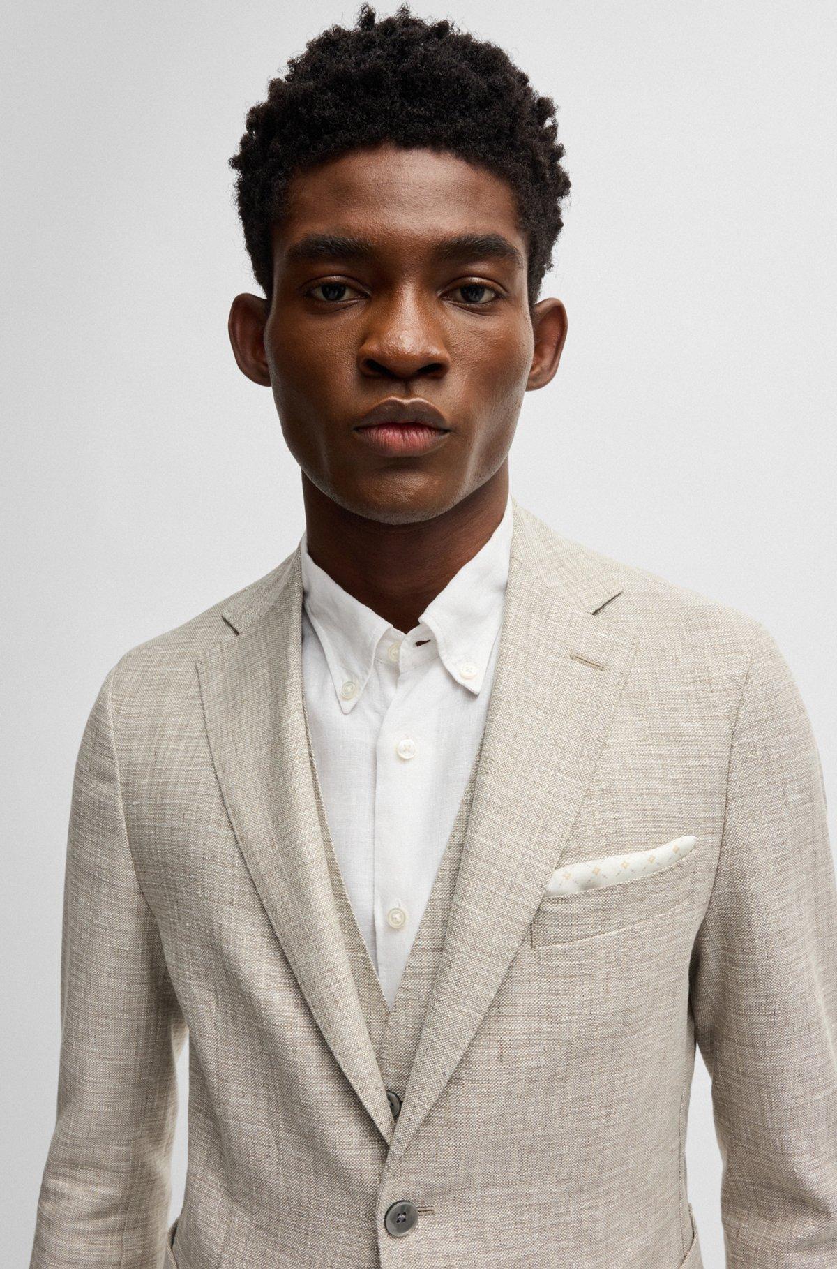 Printed pocket square with logo border Product Image