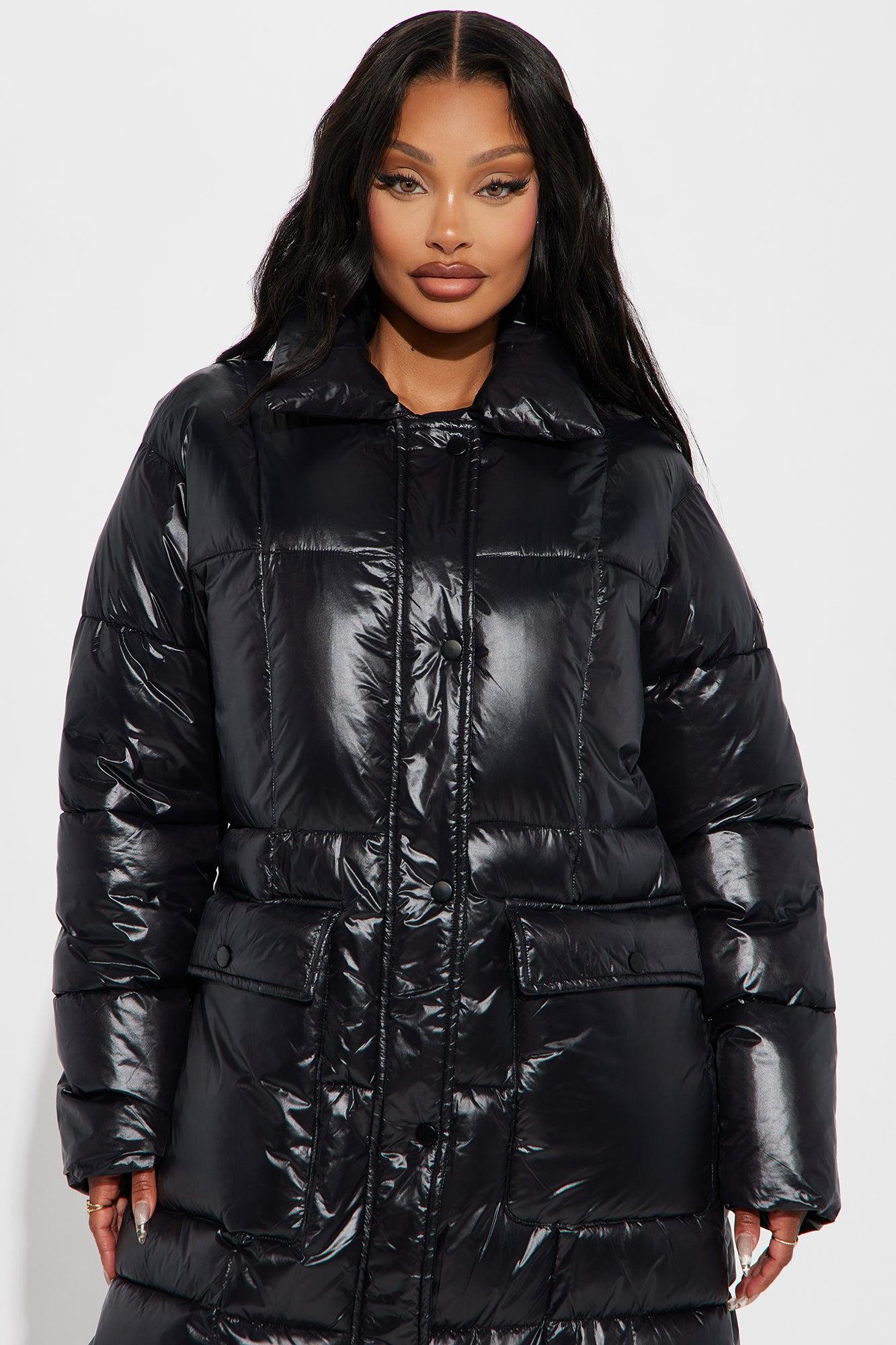 Caught You Looking Long Puffer - Black Product Image