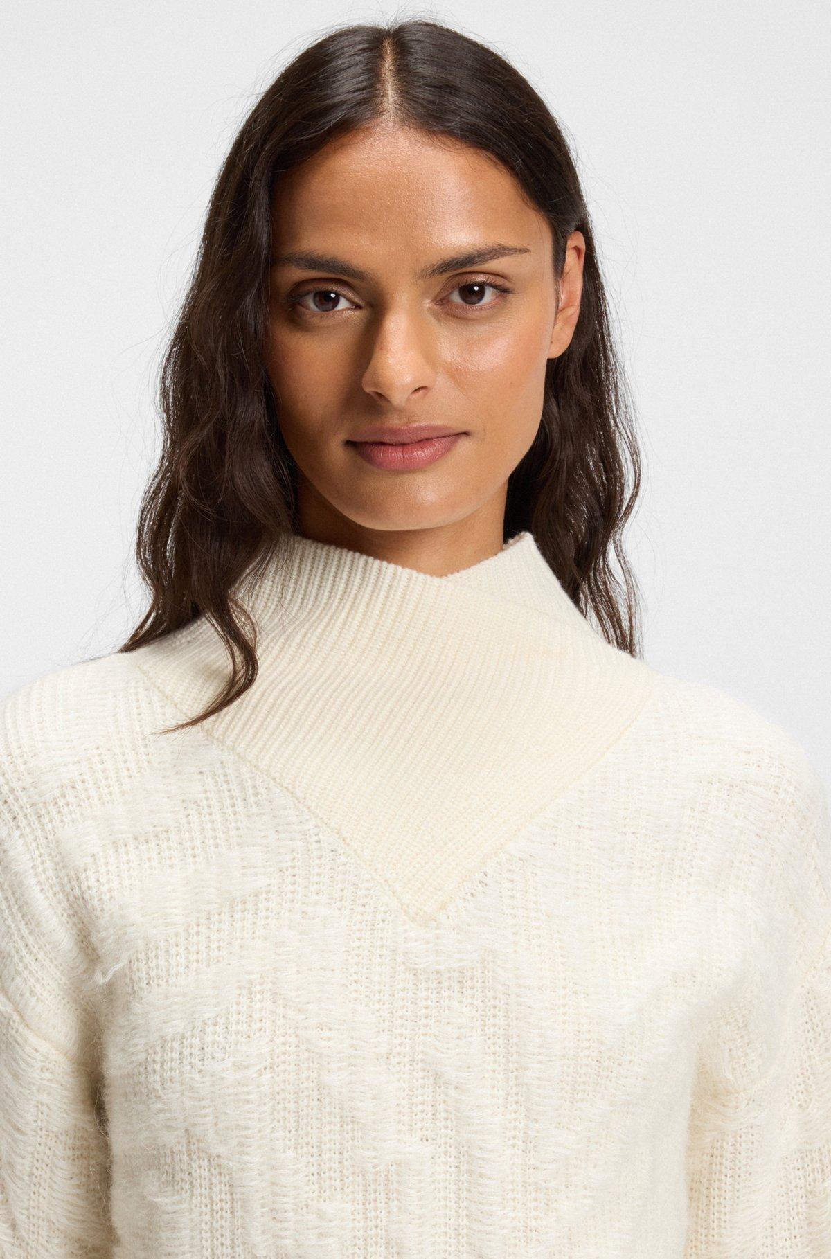 Cropped wool-blend sweater with layered neckline Product Image