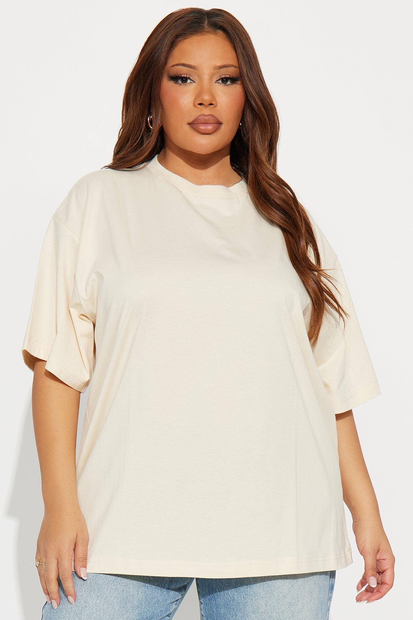 The Oversized Boyfriend Tee - Cream Product Image