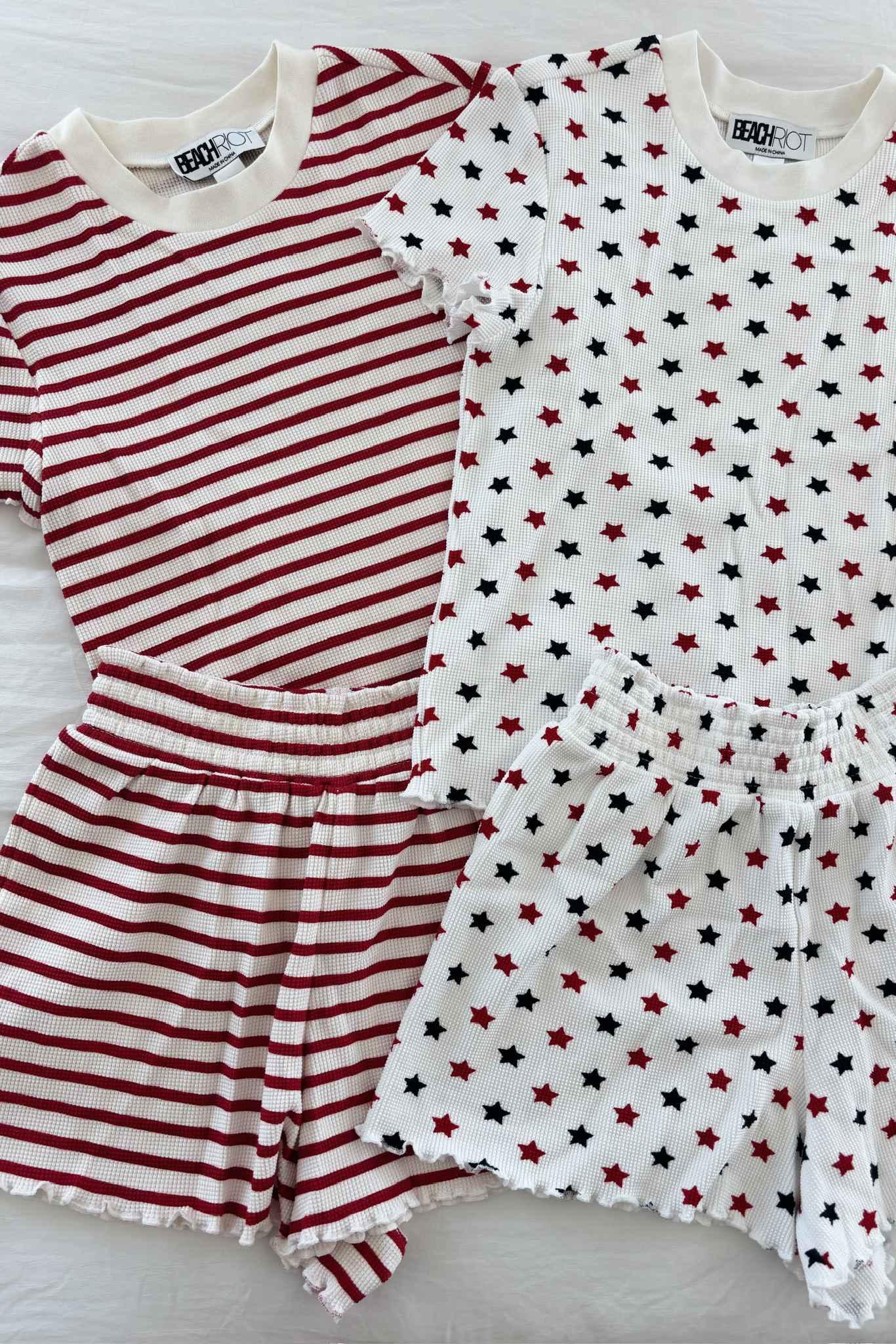 Bay Sleep Set Red Stripes Waffle Product Image