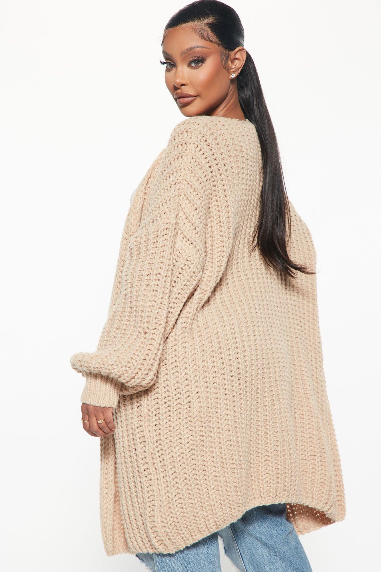 Real Love Open Front Cardigan - Taupe Product Image