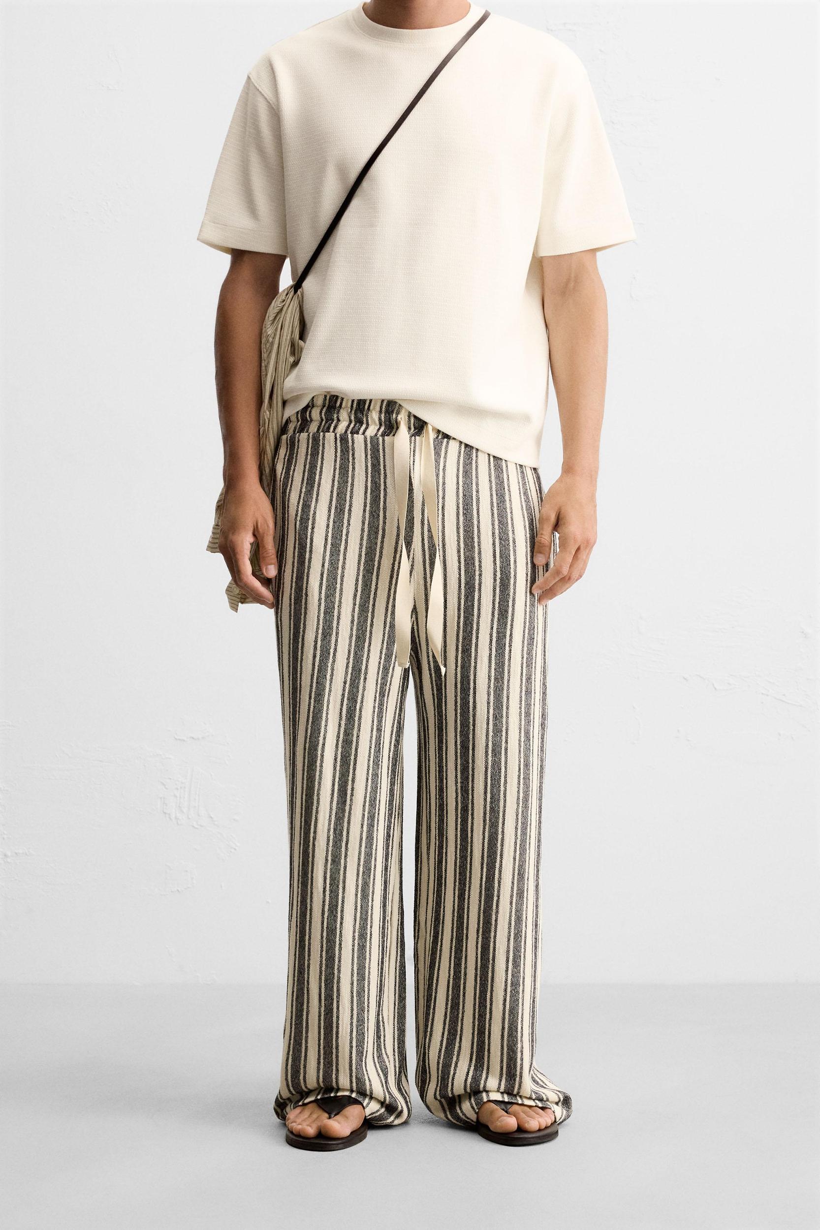 JACQUARD STRIPED PANTS Product Image