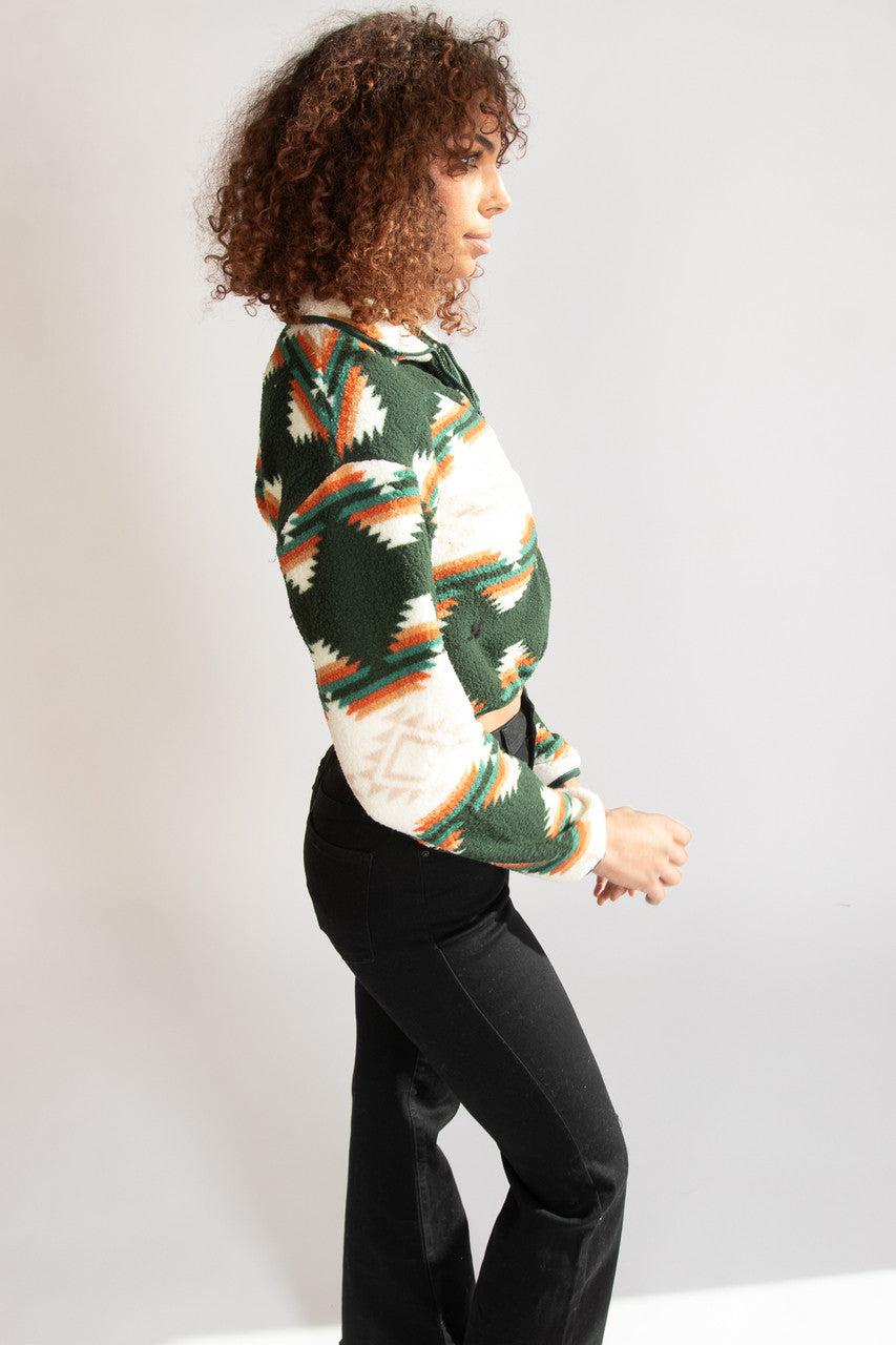 Geometric Print Sherpa Jacket Product Image