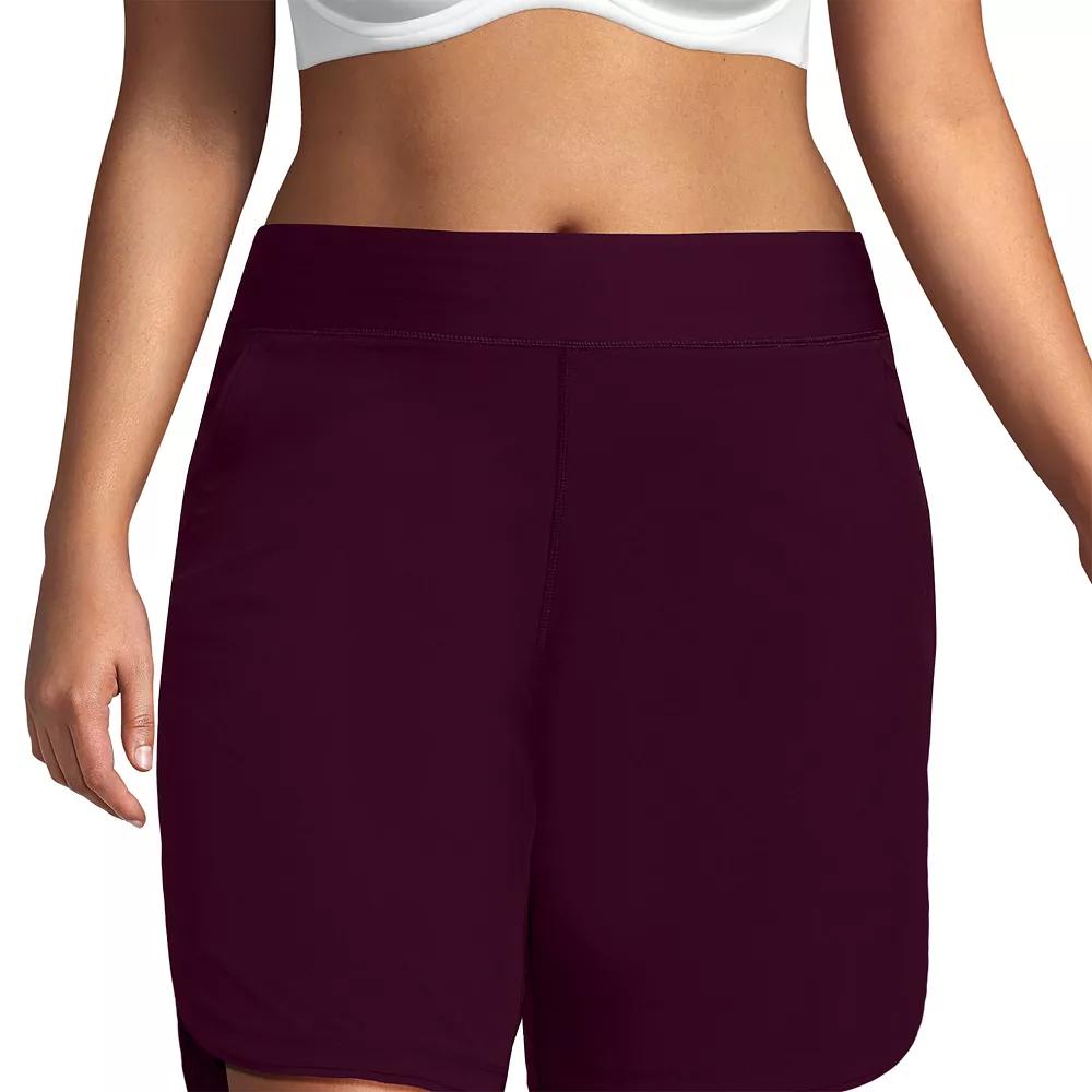 Plus Size Lands' End 9" Quick Dry Swim Board Shorts With Panty, Women's, Size: 18 W, Dark Red Product Image