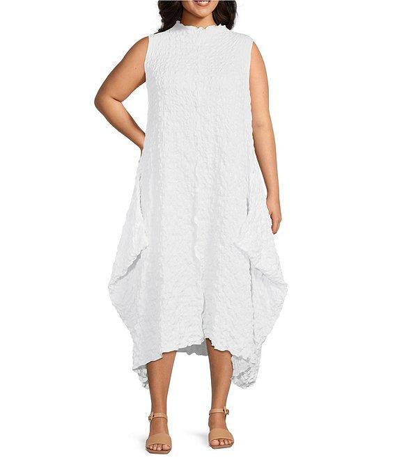 IC Collection Plus Size High Mock Neck Sleeveless Waistless Dress Product Image