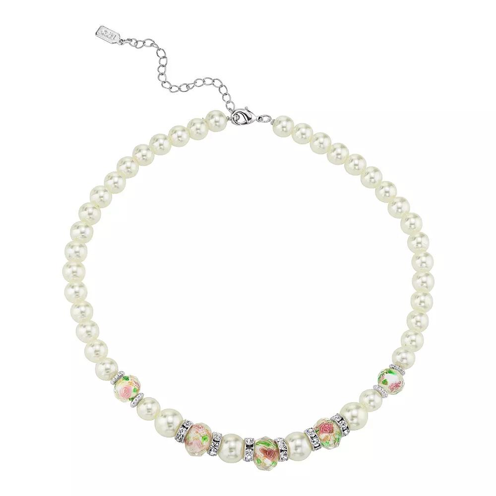 1928 Floral Bead Necklace, Women's, White Product Image