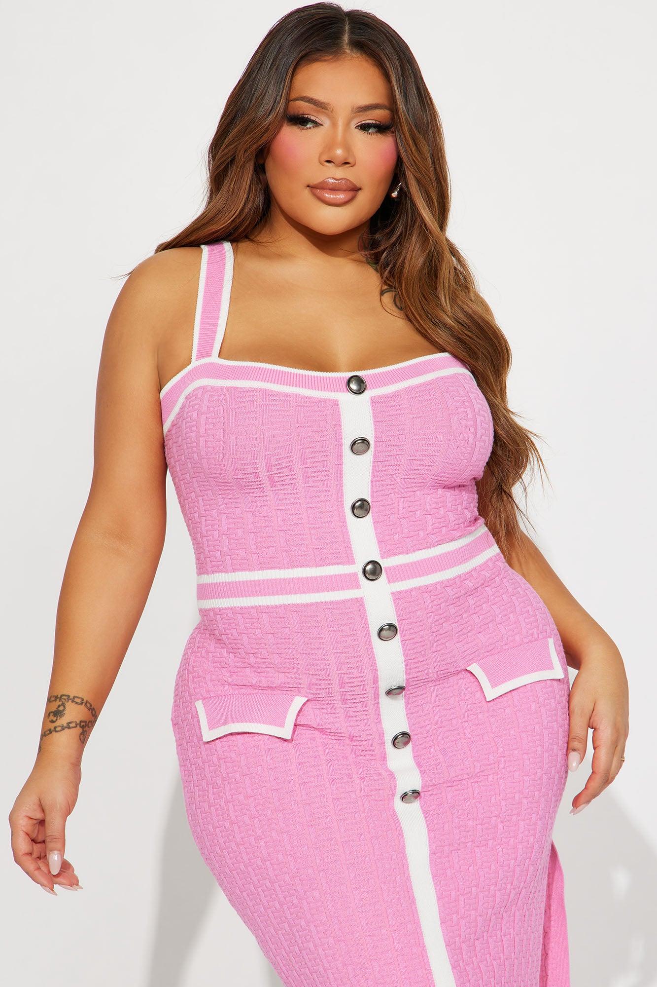 Sophia Sweater Midi Dress - Pink/combo Product Image