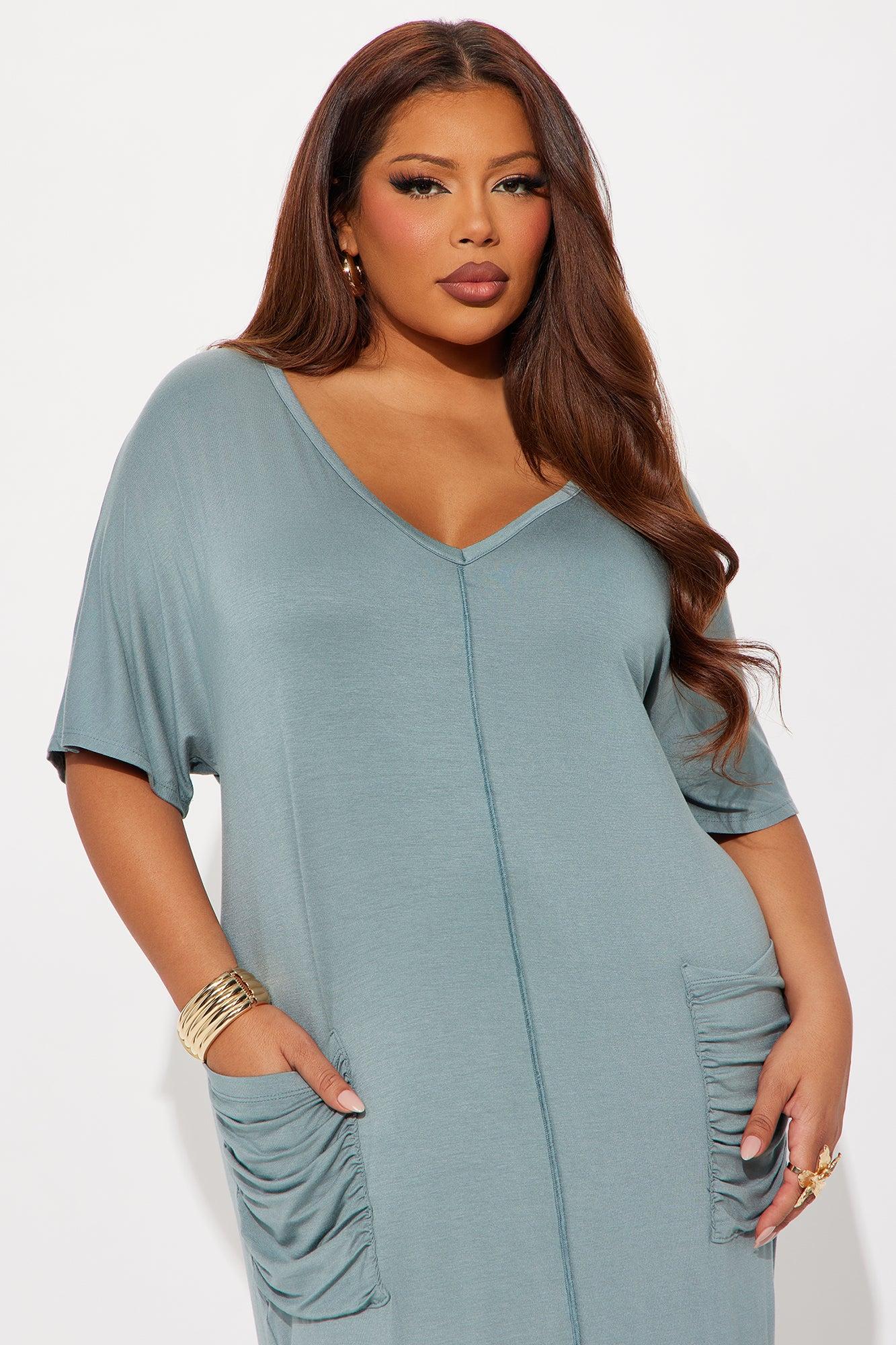 Staying In T-Shirt Maxi Dress - Sage Product Image