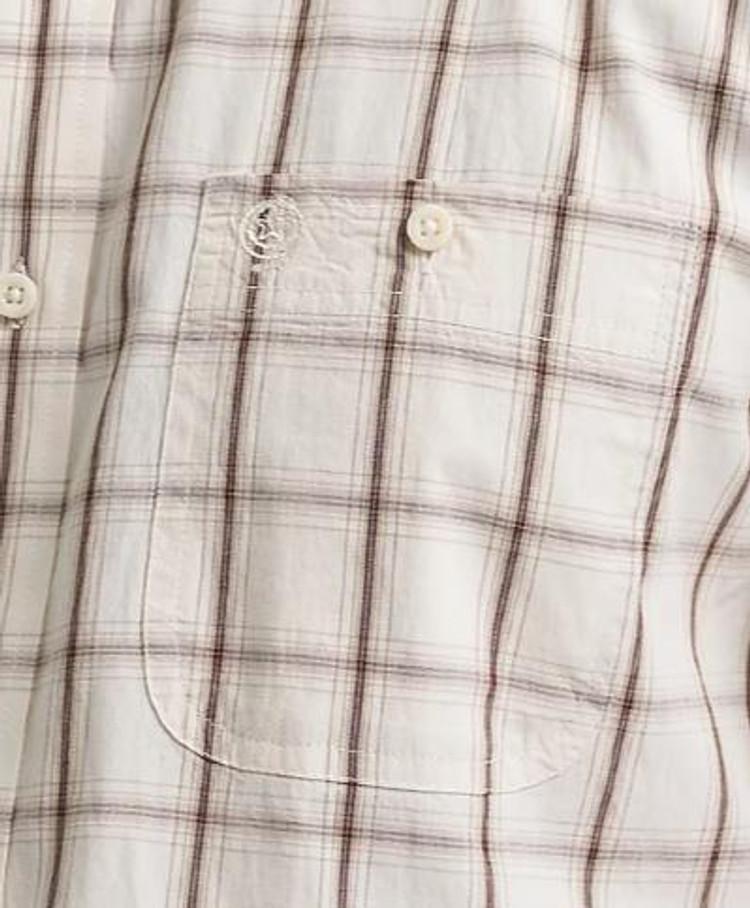 Wrangler® George Strait™ Men's L/S Ecru/Brown Plaid Button Shirt Product Image